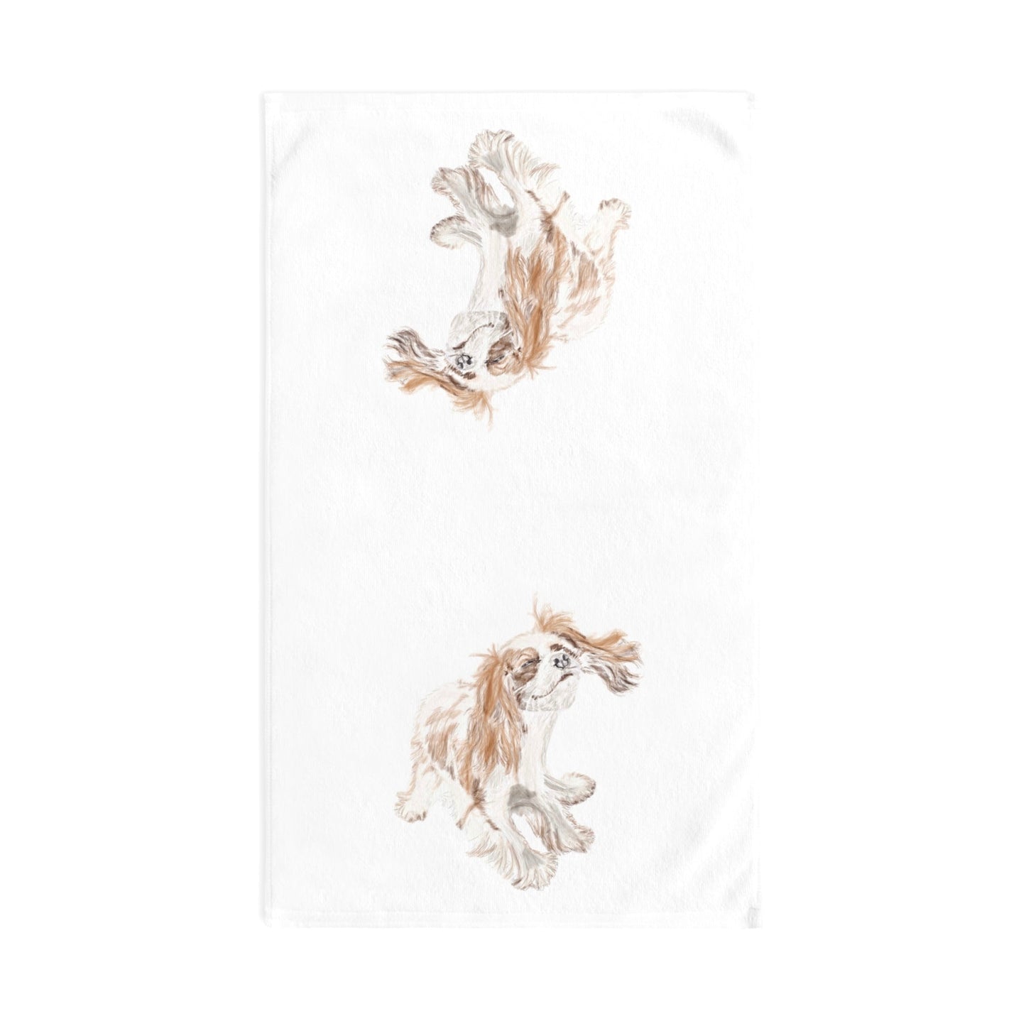 “Teddy” King Charles Puppy Hand Towel (Poly/Cotton) - Blue Cava