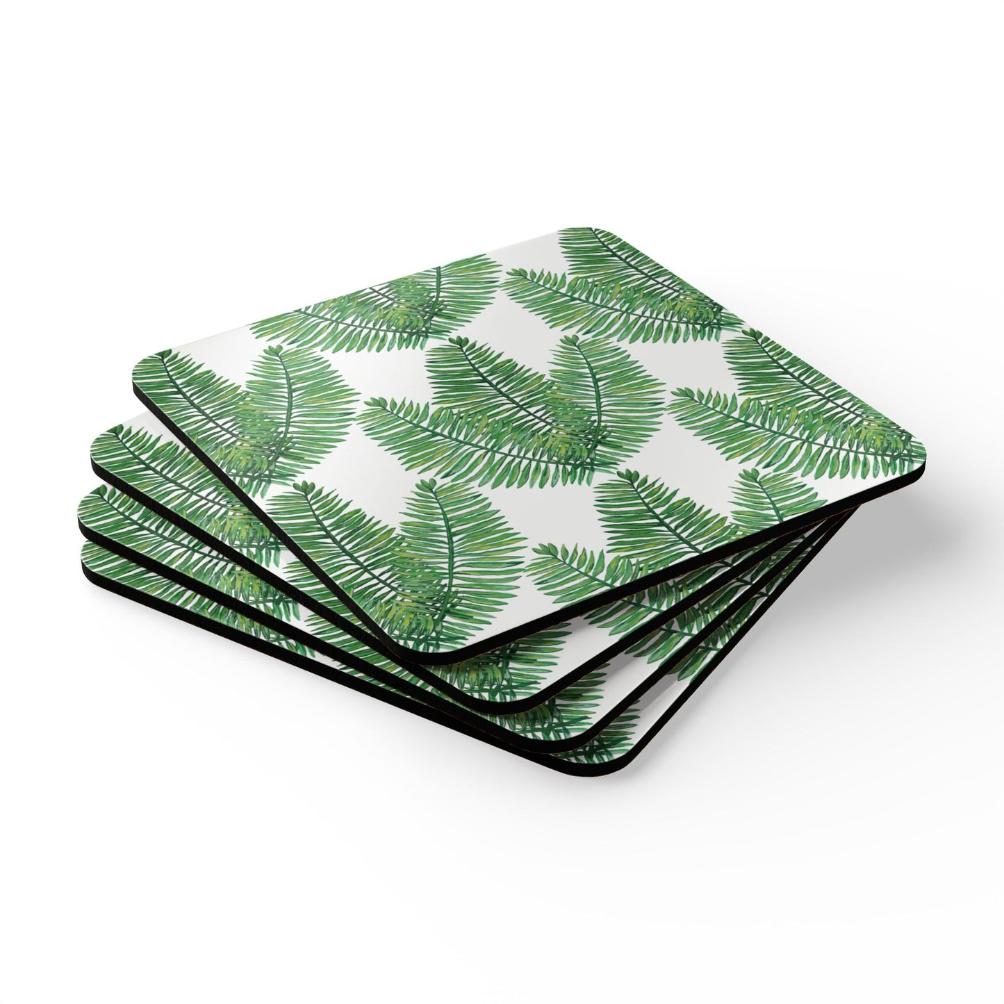 Tropical Leaf Cork Coaster Set - Eco - Friendly Drink Coasters for Home Decor - Blue Cava