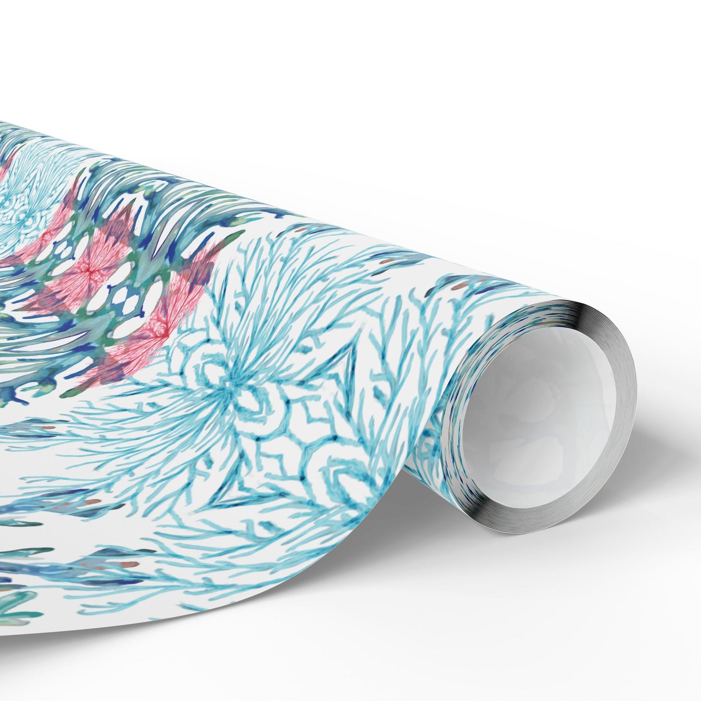 Vibrant Coral Wrapping Paper - Colorful, Eco - Friendly Wrapping Paper - Blue Cava