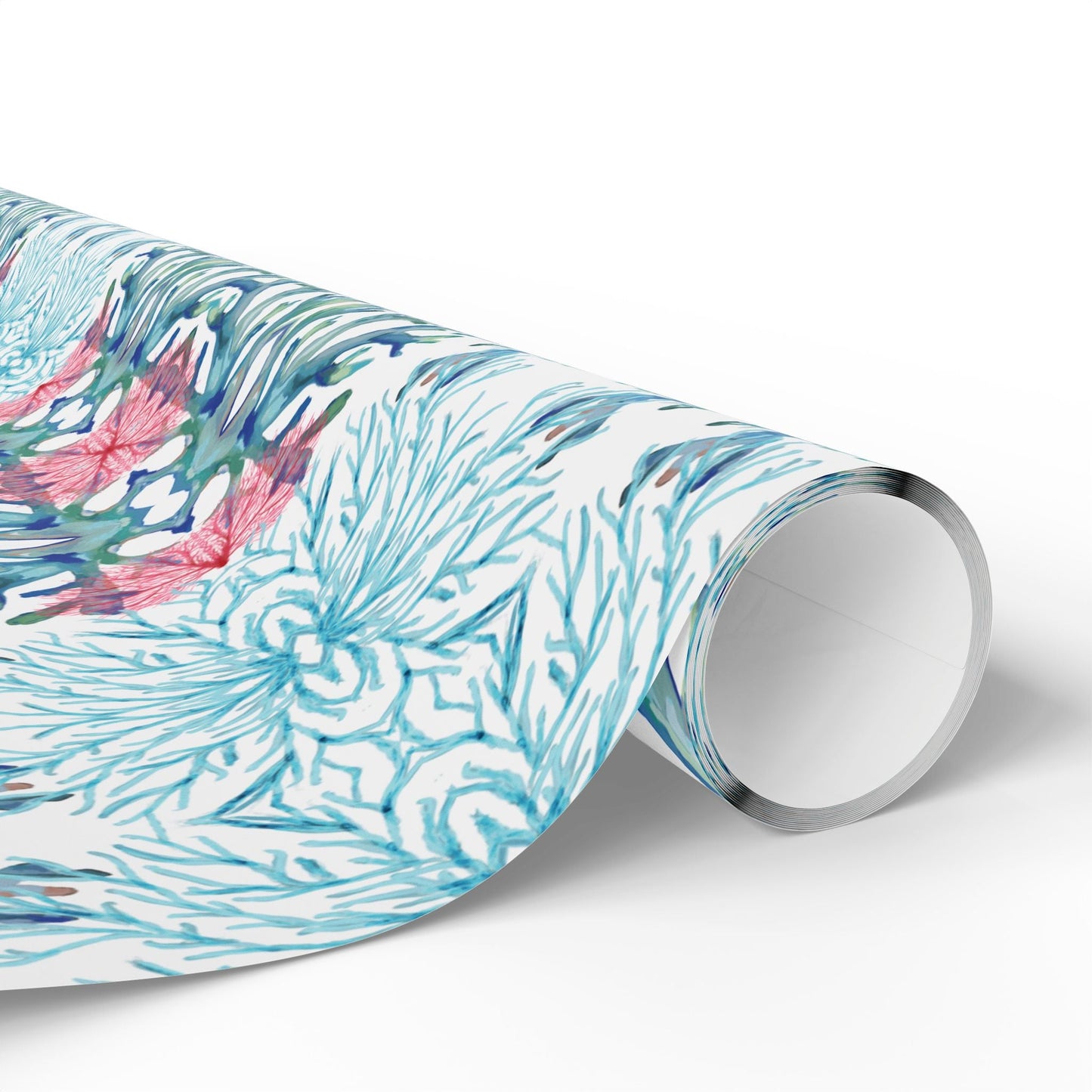 Vibrant Coral Wrapping Paper - Colorful, Eco - Friendly Wrapping Paper - Blue Cava