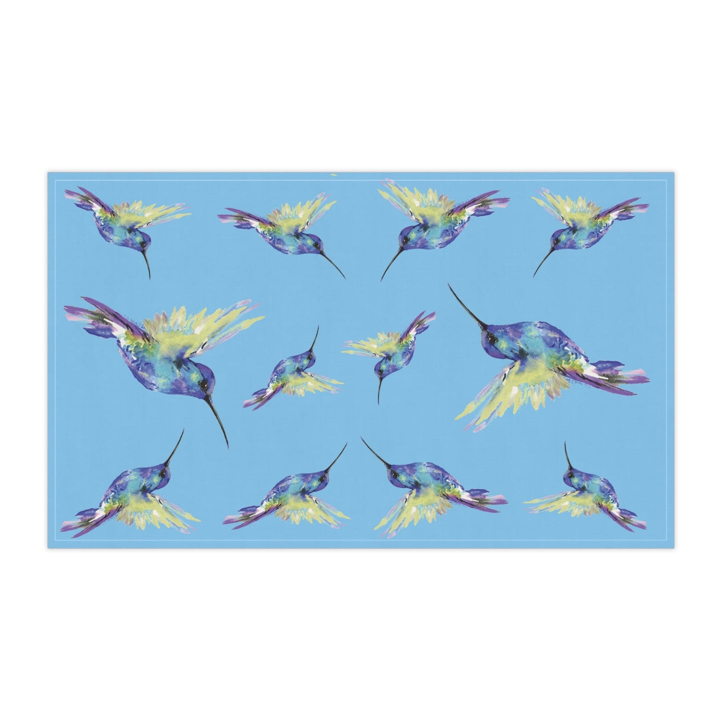 Vibrant Hummingbird Kitchen Tea Towels - Blue Cava