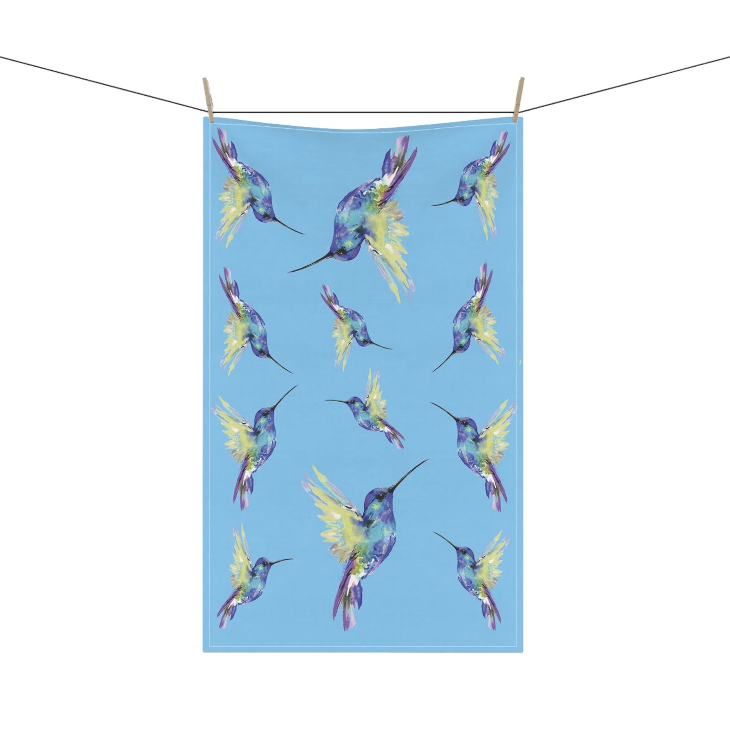 Vibrant Hummingbird Kitchen Tea Towels - Blue Cava