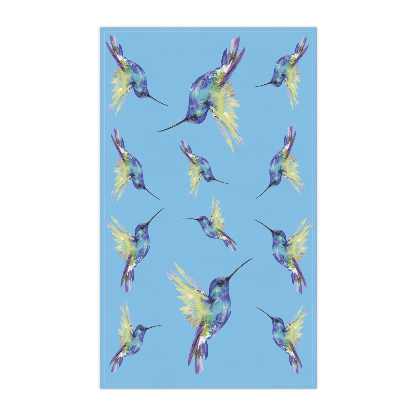 Vibrant Hummingbird Kitchen Tea Towels - Blue Cava