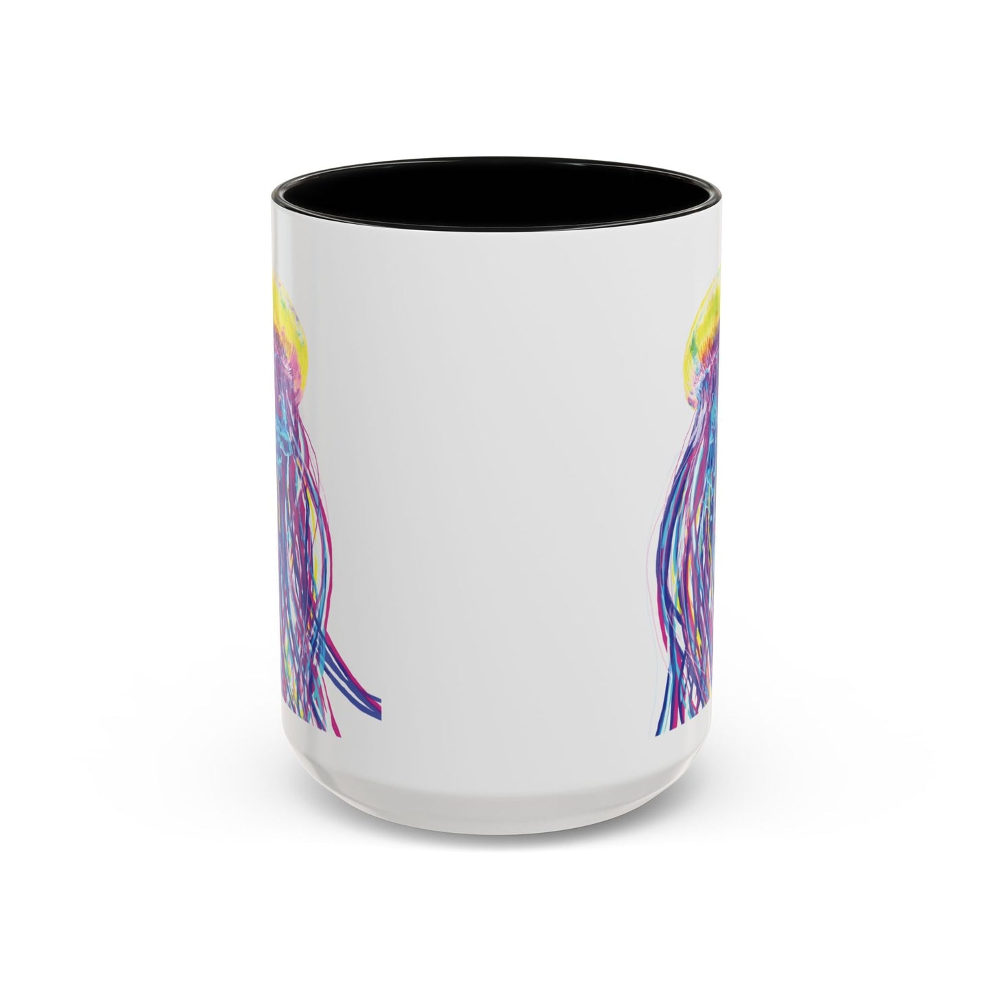 Vibrant Jellyfish Accent Coffee Mug - Colorful Marine Life Drinkware - Blue Cava