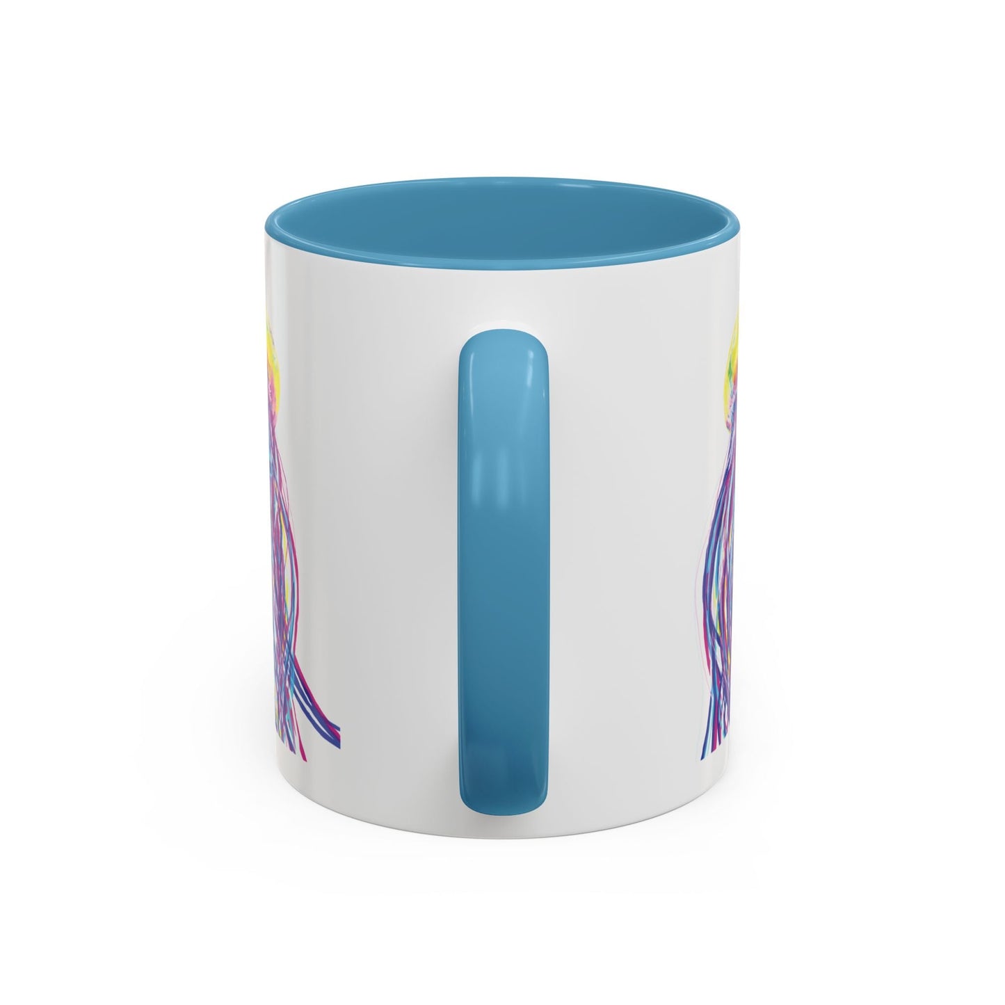 Vibrant Jellyfish Accent Coffee Mug - Colorful Marine Life Drinkware - Blue Cava