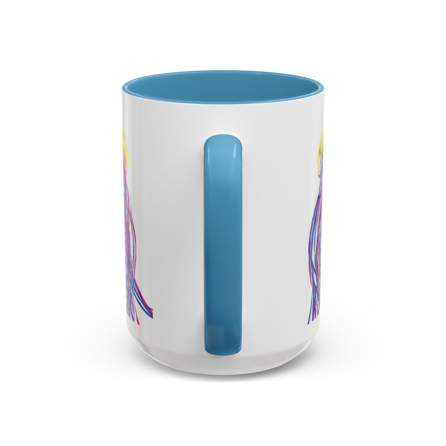 Vibrant Jellyfish Accent Coffee Mug - Colorful Marine Life Drinkware - Blue Cava