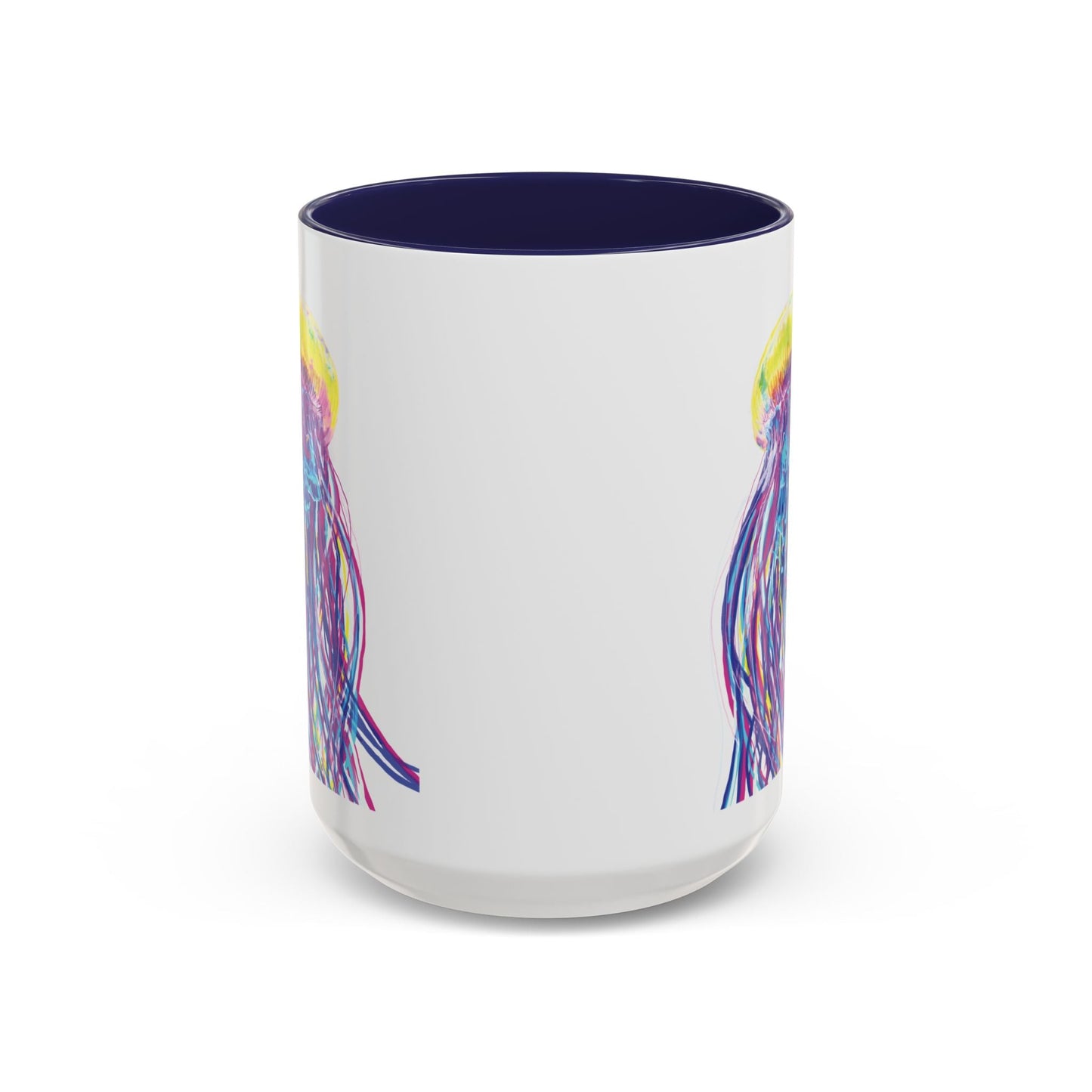 Vibrant Jellyfish Accent Coffee Mug - Colorful Marine Life Drinkware - Blue Cava
