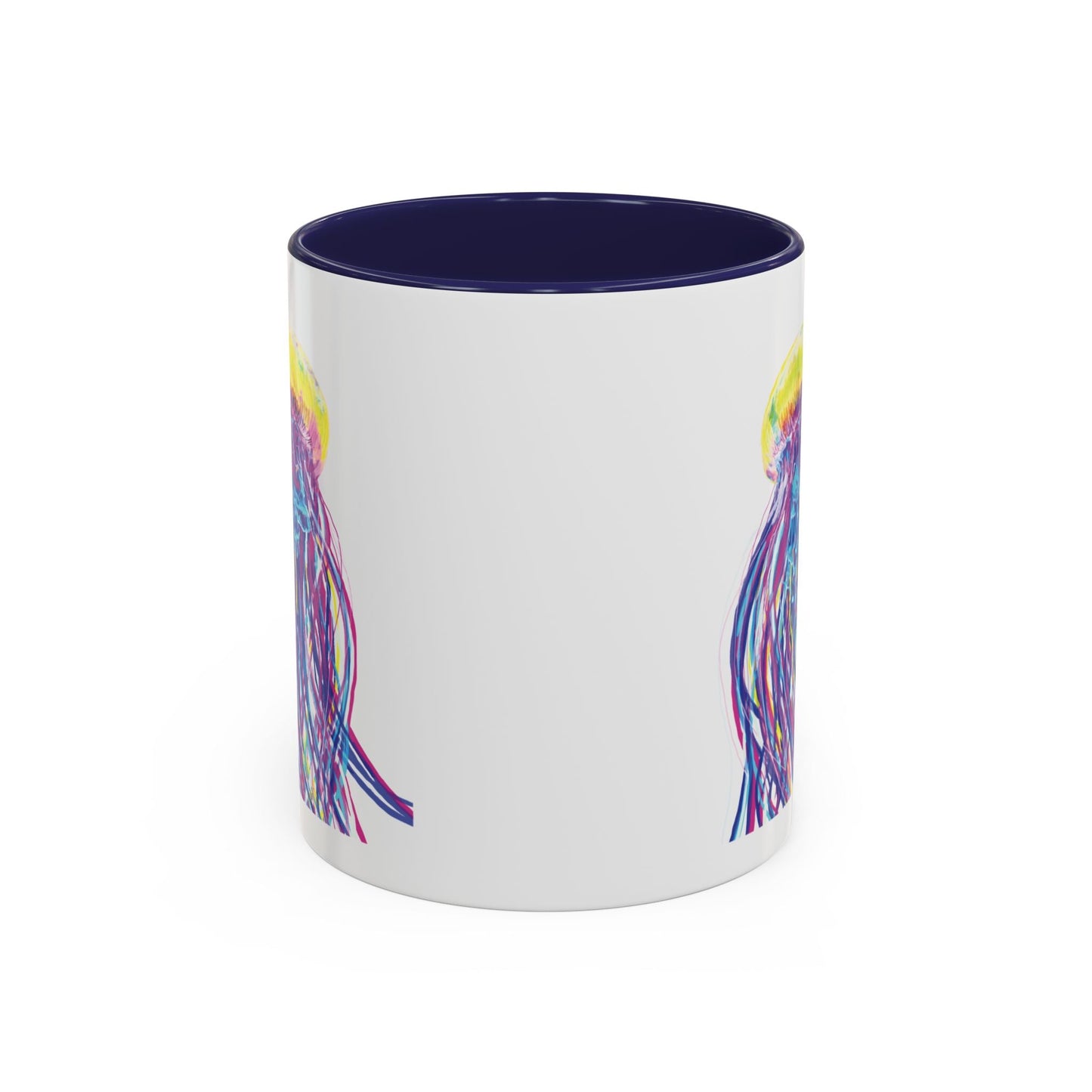 Vibrant Jellyfish Accent Coffee Mug - Colorful Marine Life Drinkware - Blue Cava
