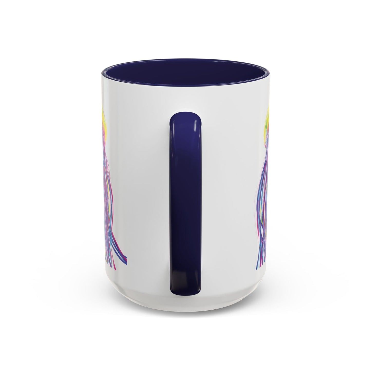 Vibrant Jellyfish Accent Coffee Mug - Colorful Marine Life Drinkware - Blue Cava