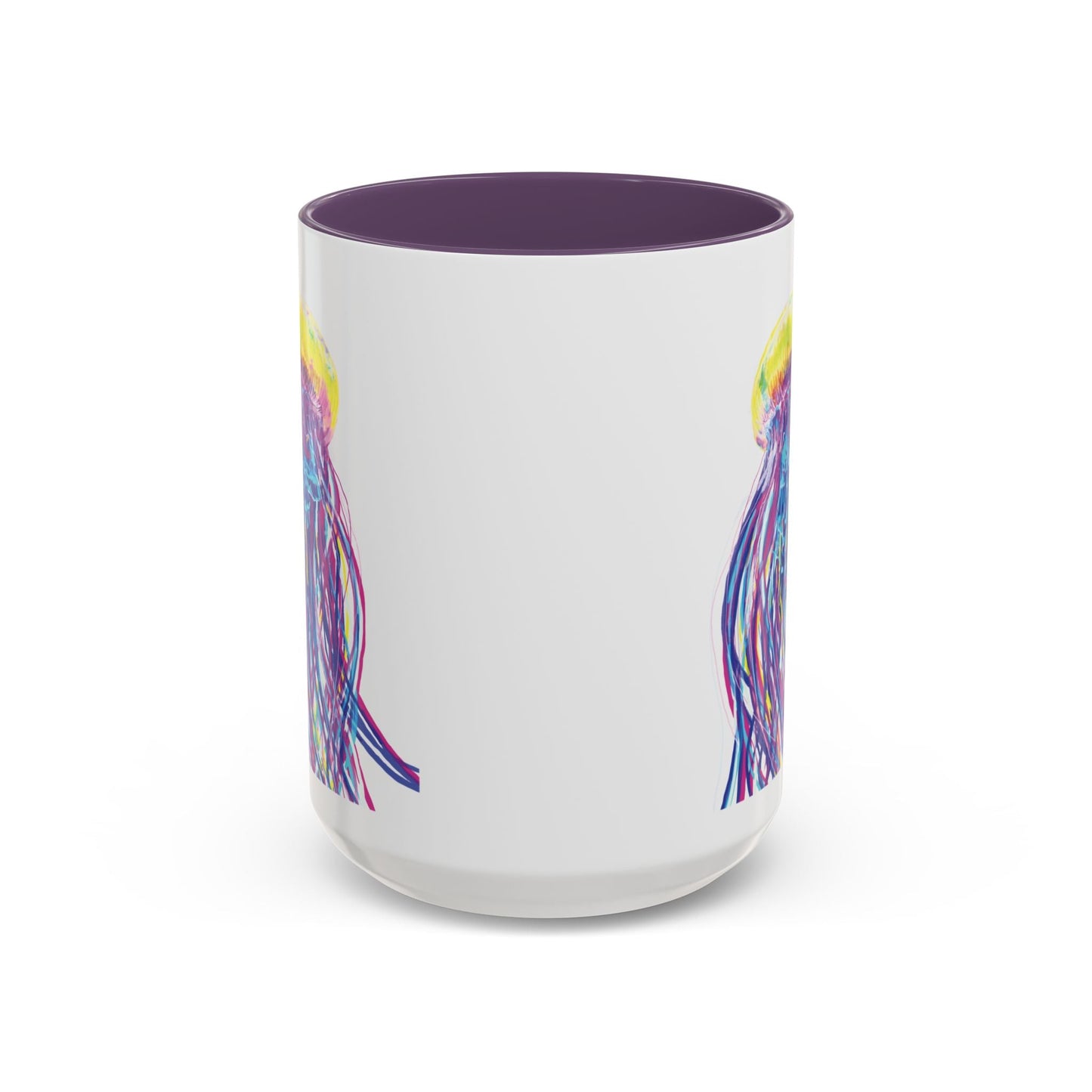 Vibrant Jellyfish Accent Coffee Mug - Colorful Marine Life Drinkware - Blue Cava