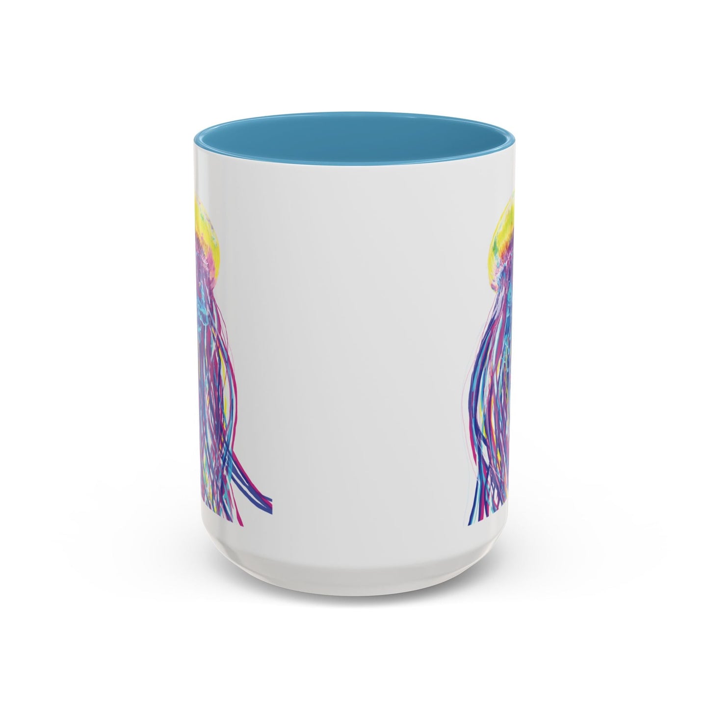 Vibrant Jellyfish Accent Coffee Mug - Colorful Marine Life Drinkware - Blue Cava
