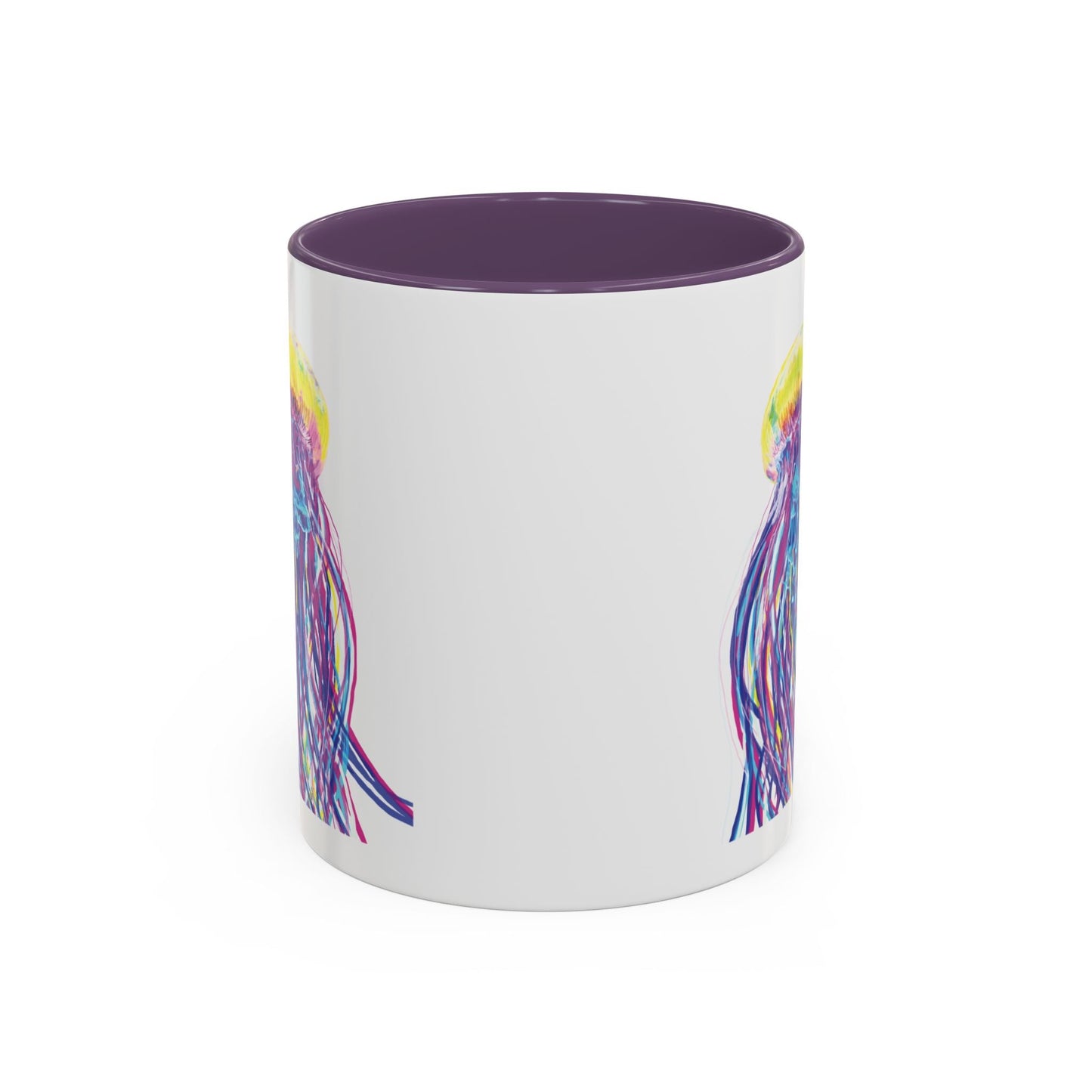 Vibrant Jellyfish Accent Coffee Mug - Colorful Marine Life Drinkware - Blue Cava