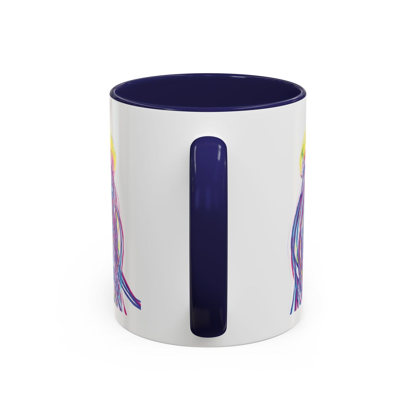 Vibrant Jellyfish Accent Coffee Mug - Colorful Marine Life Drinkware - Blue Cava
