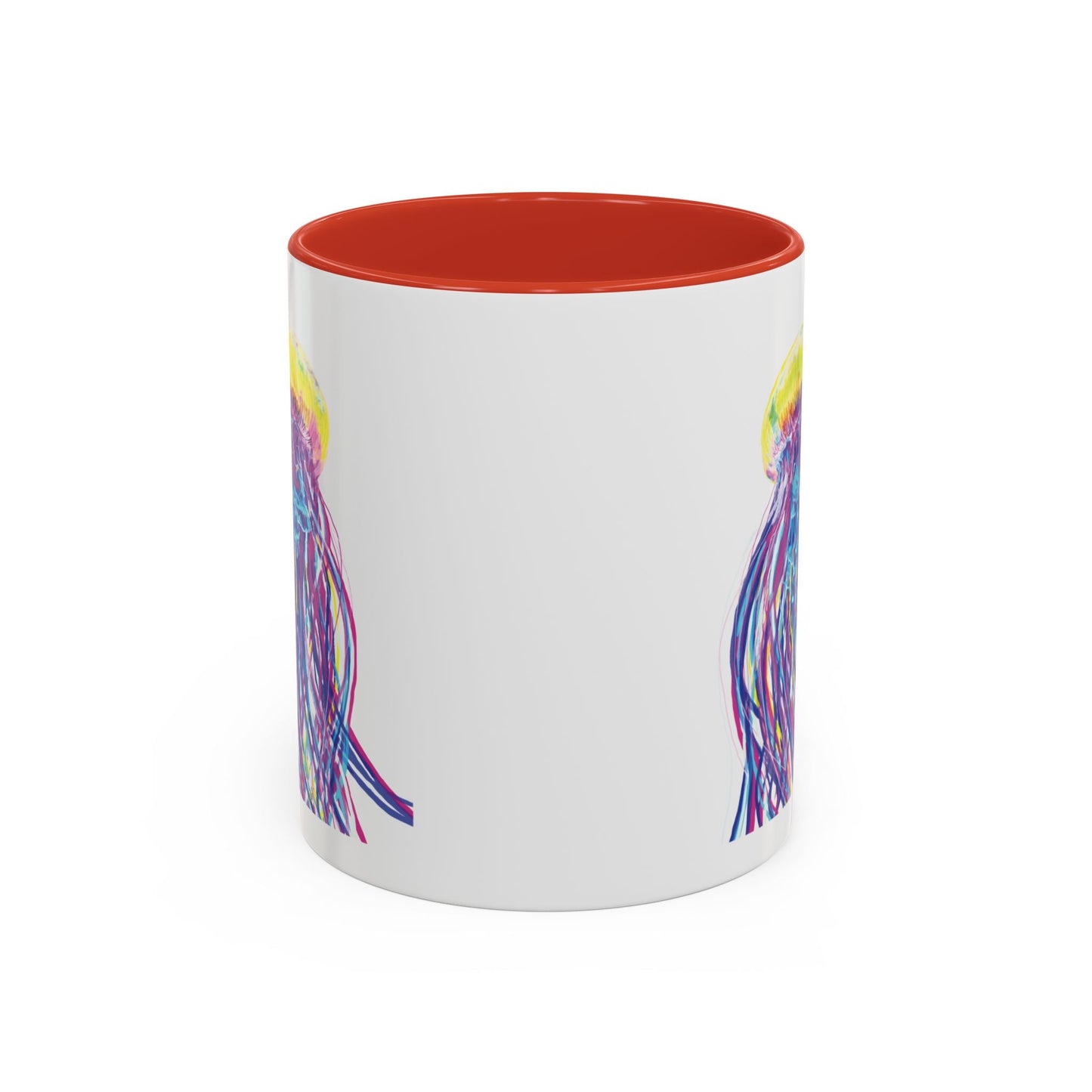 Vibrant Jellyfish Accent Coffee Mug - Colorful Marine Life Drinkware - Blue Cava
