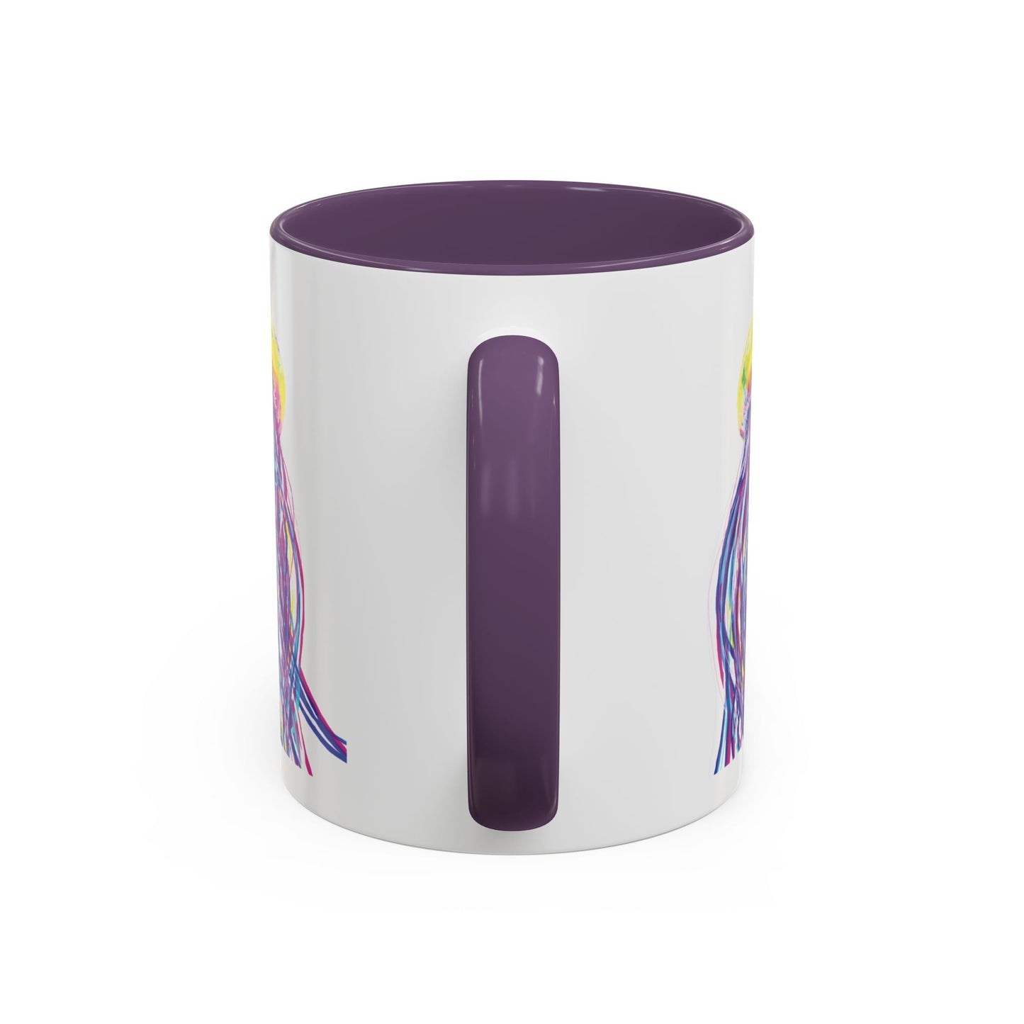 Vibrant Jellyfish Accent Coffee Mug - Colorful Marine Life Drinkware - Blue Cava
