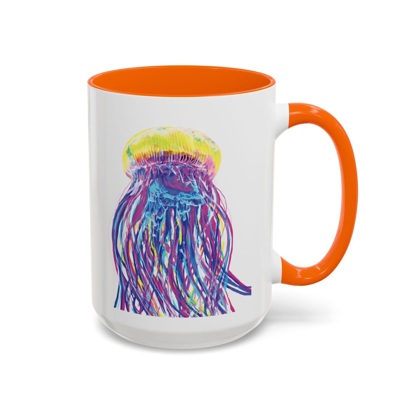 Vibrant Jellyfish Accent Coffee Mug - Colorful Marine Life Drinkware - Blue Cava