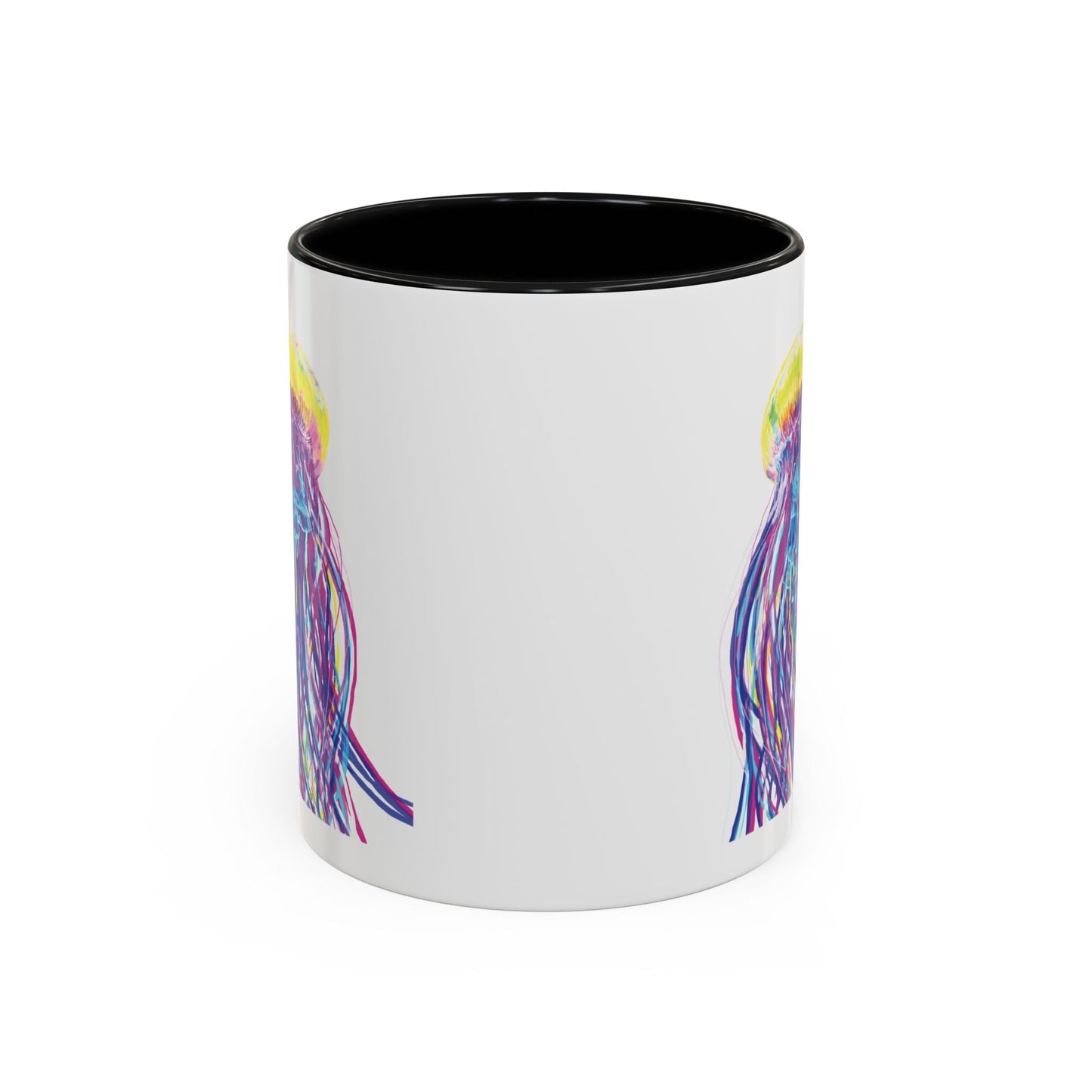 Vibrant Jellyfish Accent Coffee Mug - Colorful Marine Life Drinkware - Blue Cava
