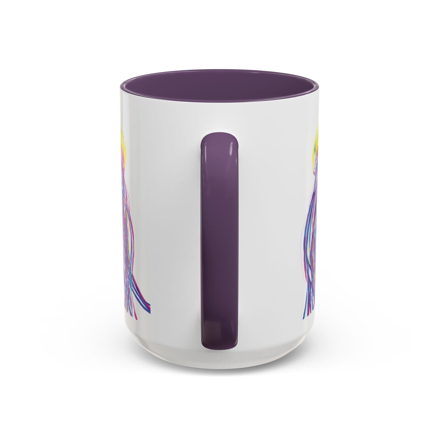 Vibrant Jellyfish Accent Coffee Mug - Colorful Marine Life Drinkware - Blue Cava