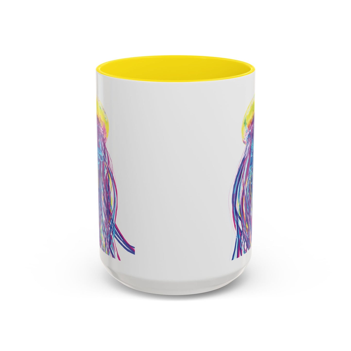 Vibrant Jellyfish Accent Coffee Mug - Colorful Marine Life Drinkware - Blue Cava