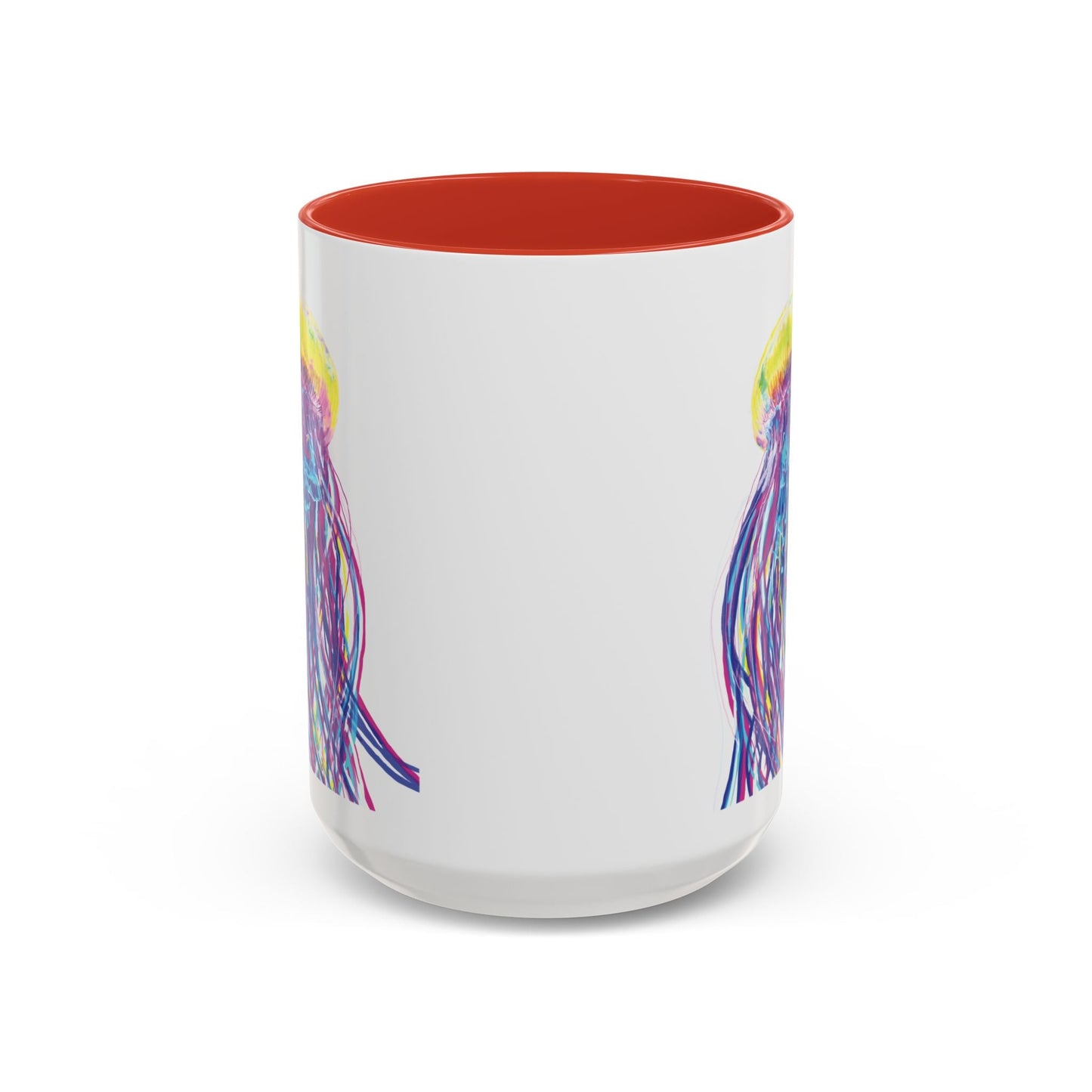 Vibrant Jellyfish Accent Coffee Mug - Colorful Marine Life Drinkware - Blue Cava