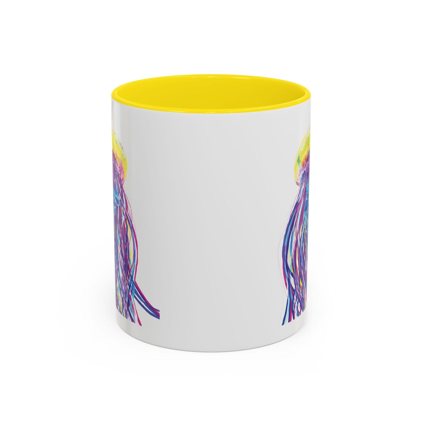 Vibrant Jellyfish Accent Coffee Mug - Colorful Marine Life Drinkware - Blue Cava