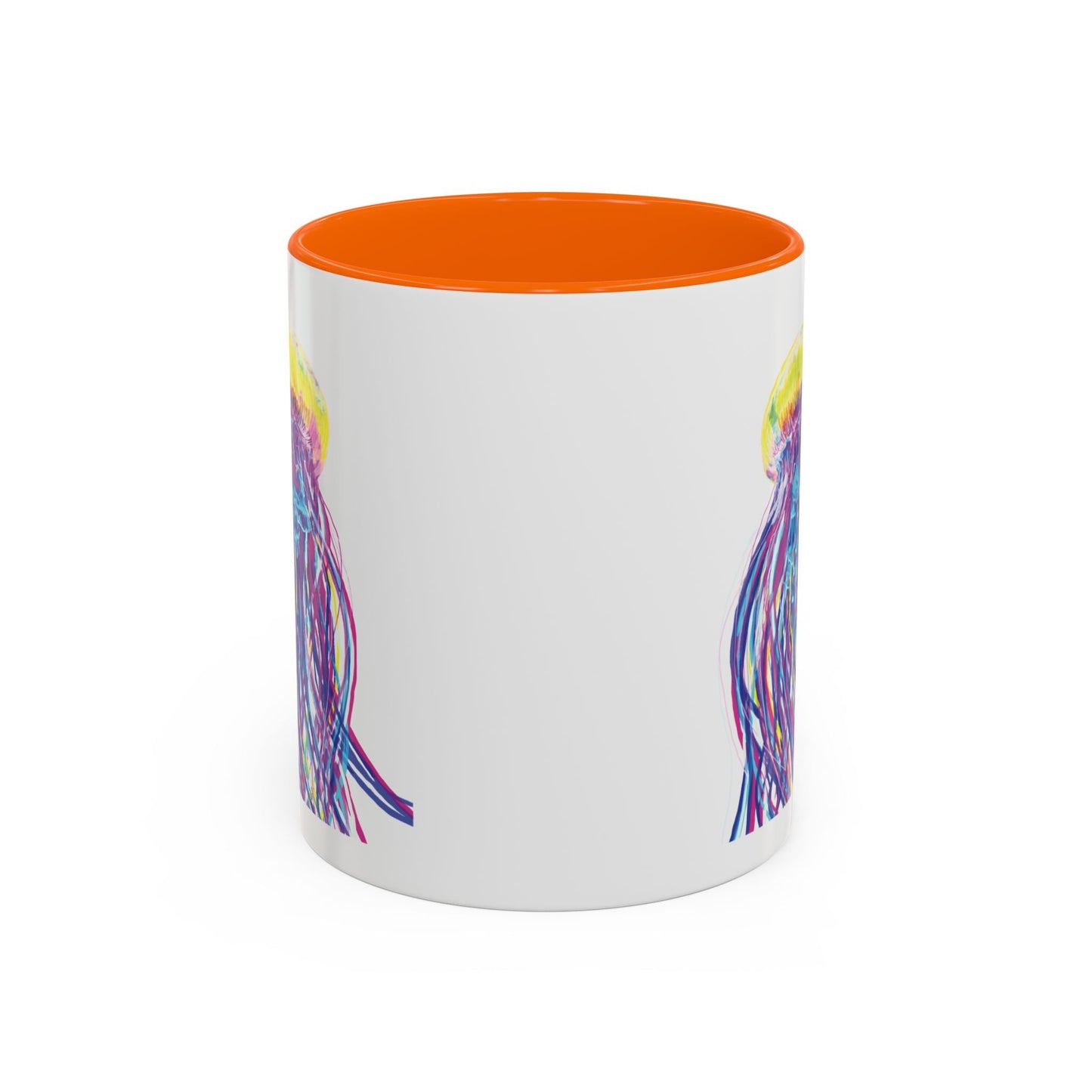 Vibrant Jellyfish Accent Coffee Mug - Colorful Marine Life Drinkware - Blue Cava