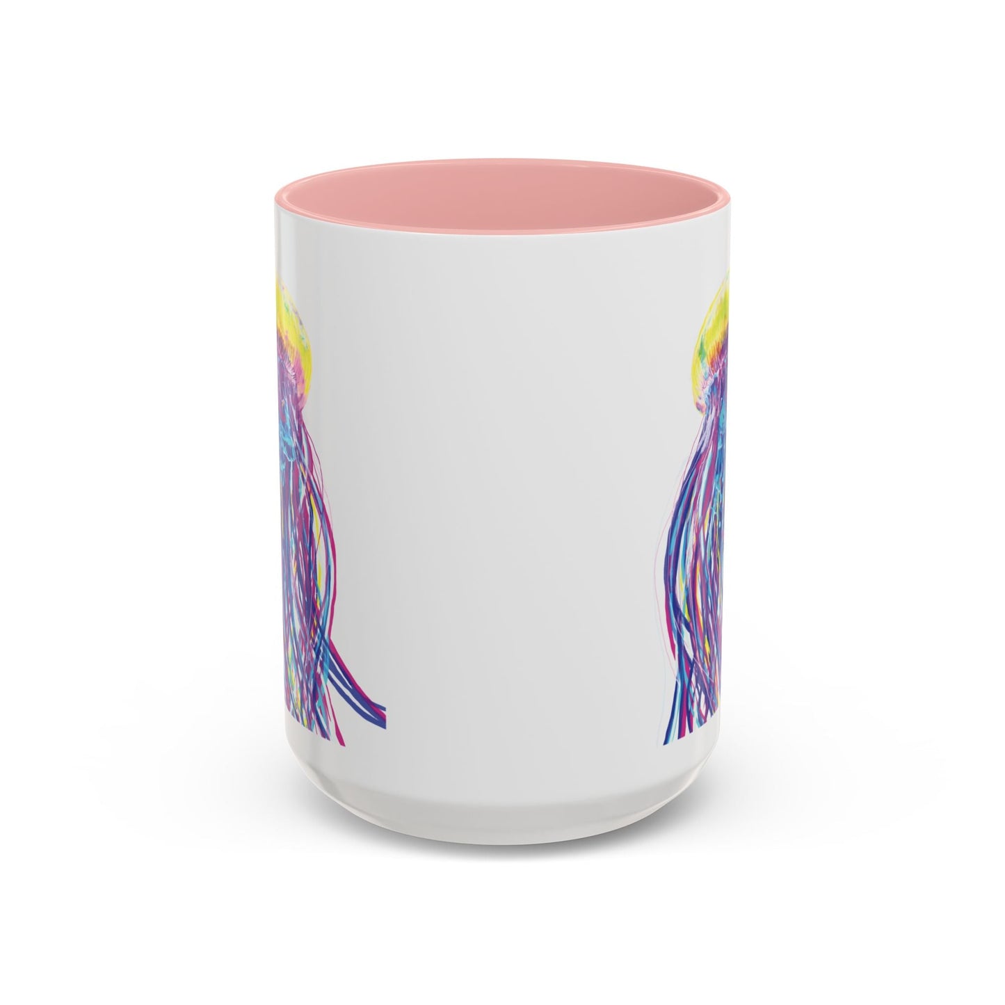 Vibrant Jellyfish Accent Coffee Mug - Colorful Marine Life Drinkware - Blue Cava