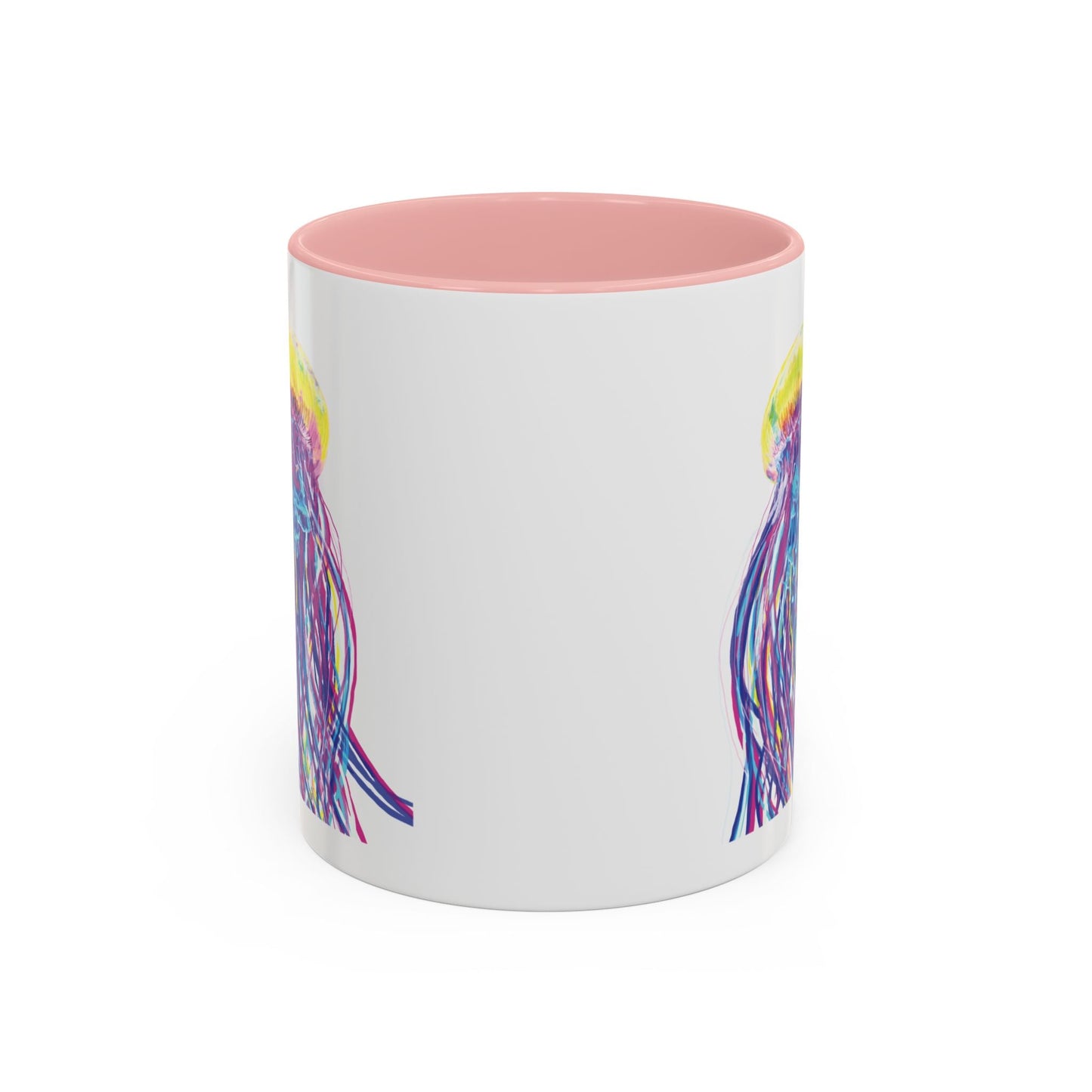 Vibrant Jellyfish Accent Coffee Mug - Colorful Marine Life Drinkware - Blue Cava