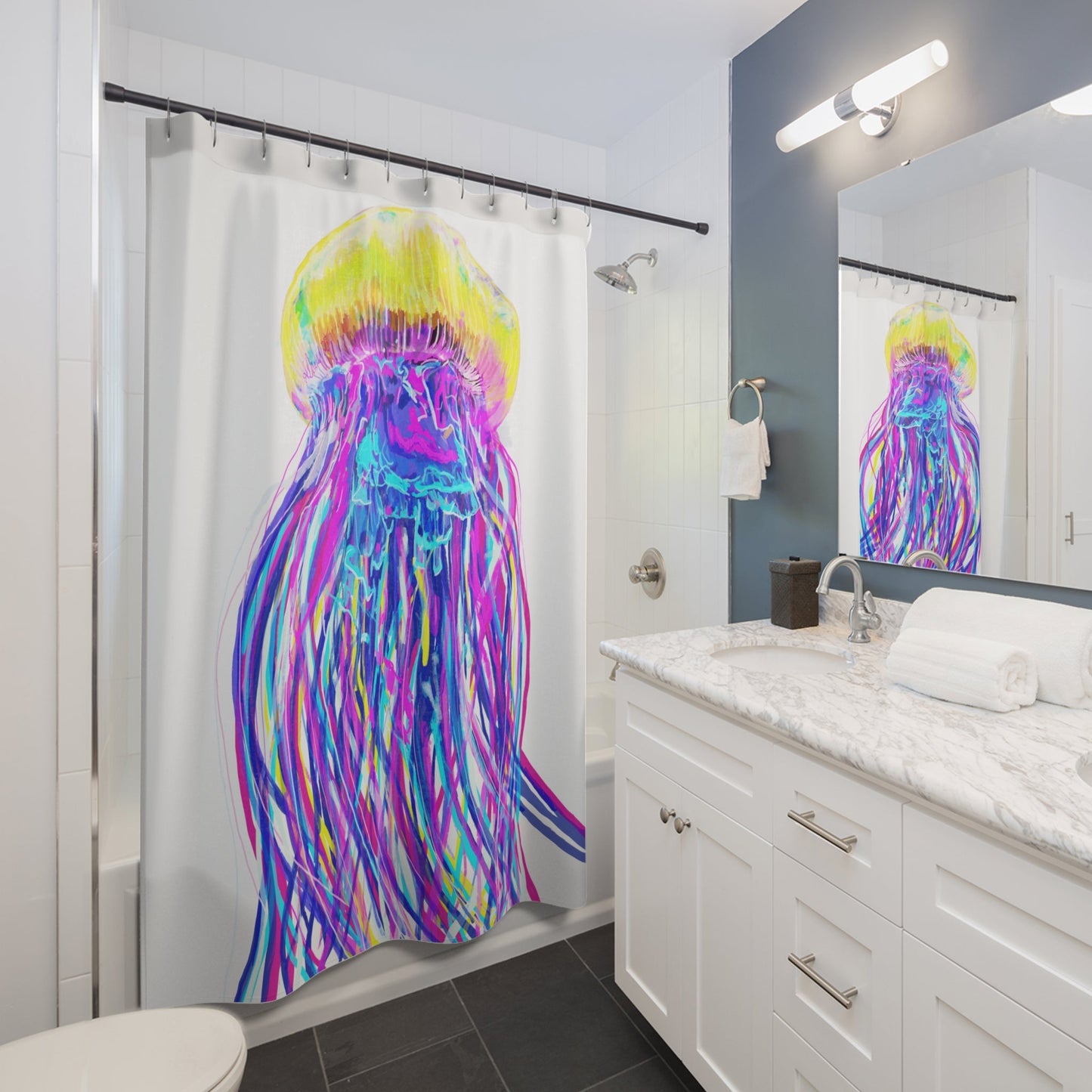 Vibrant Jellyfish Shower Curtain - Blue Cava