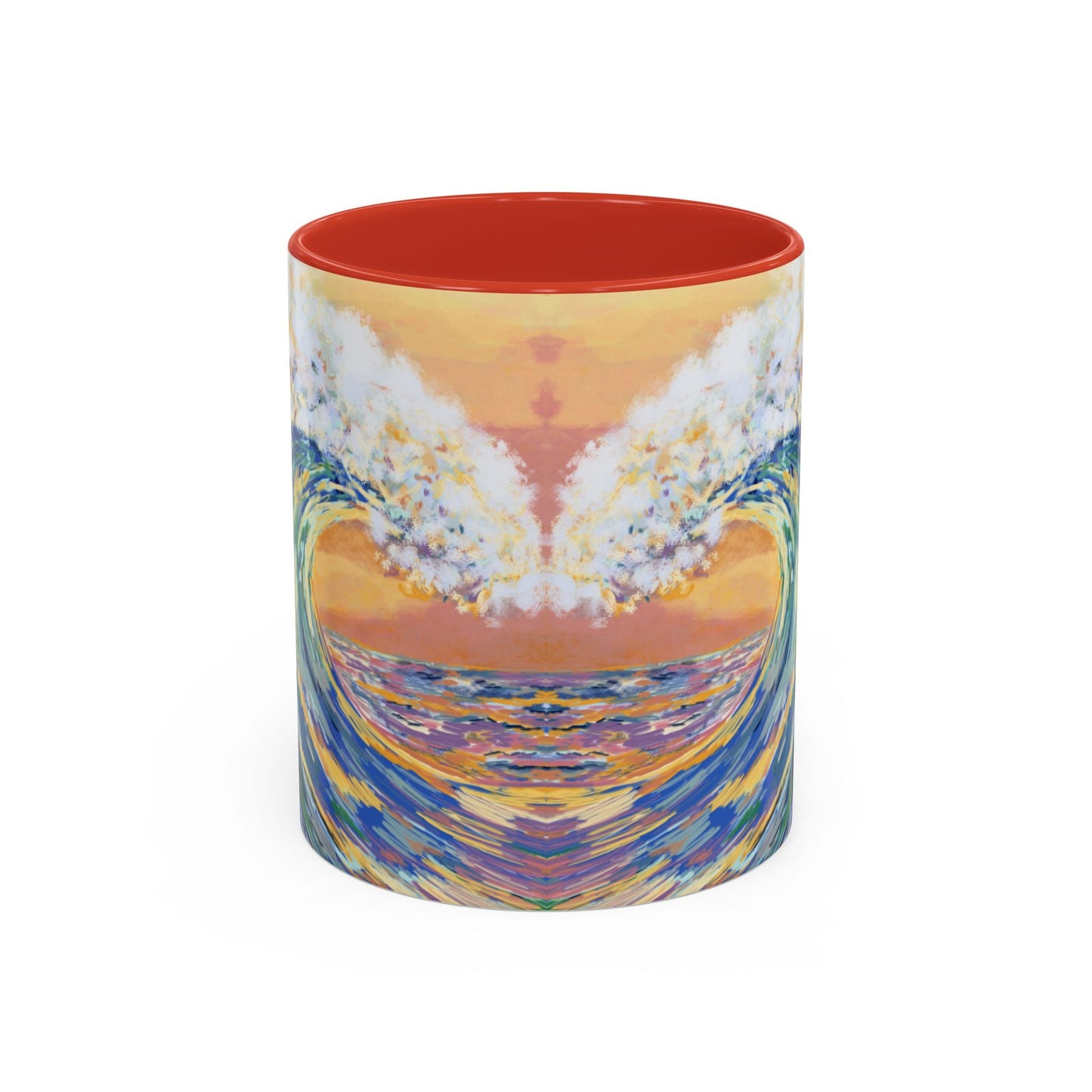 Vibrant Ocean Wave Two - tone Ceramic Mugs 11 oz & 15 oz - Blue Cava