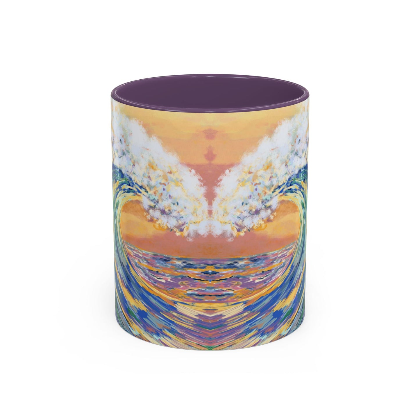 Vibrant Ocean Wave Two - tone Ceramic Mugs 11 oz & 15 oz - Blue Cava