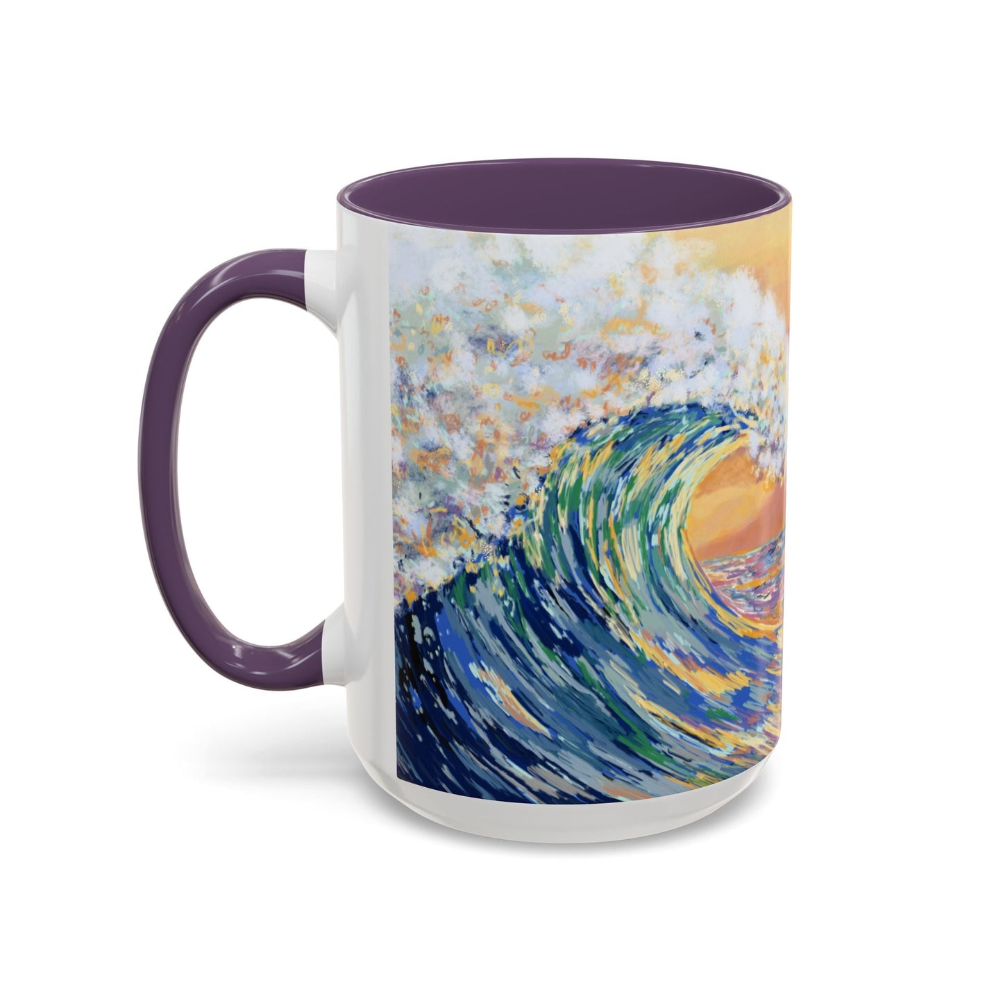 Vibrant Ocean Wave Two - tone Ceramic Mugs 11 oz & 15 oz - Blue Cava