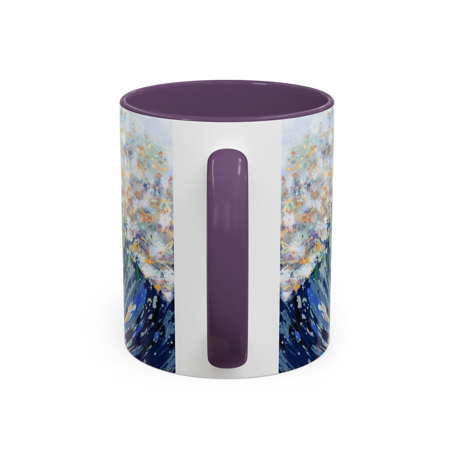 Vibrant Ocean Wave Two - tone Ceramic Mugs 11 oz & 15 oz - Blue Cava