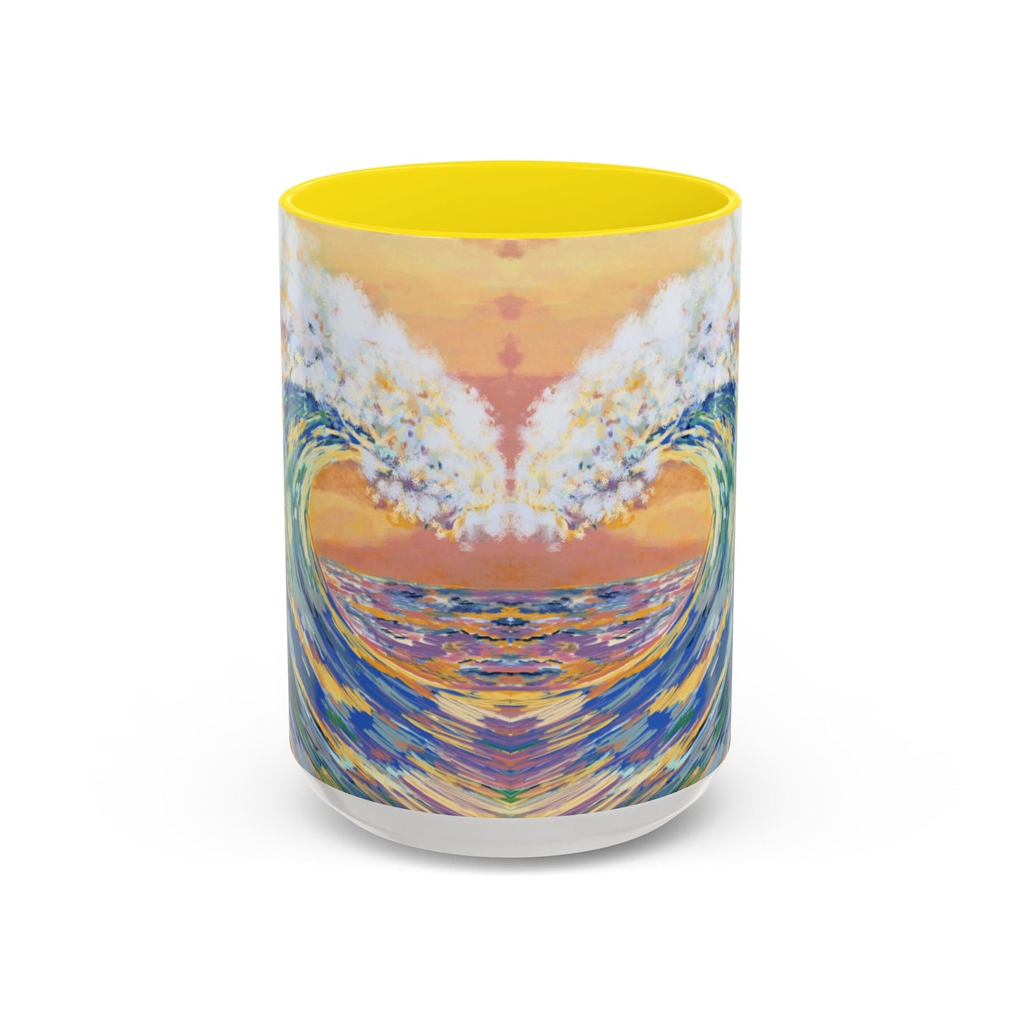 Vibrant Ocean Wave Two - tone Ceramic Mugs 11 oz & 15 oz - Blue Cava