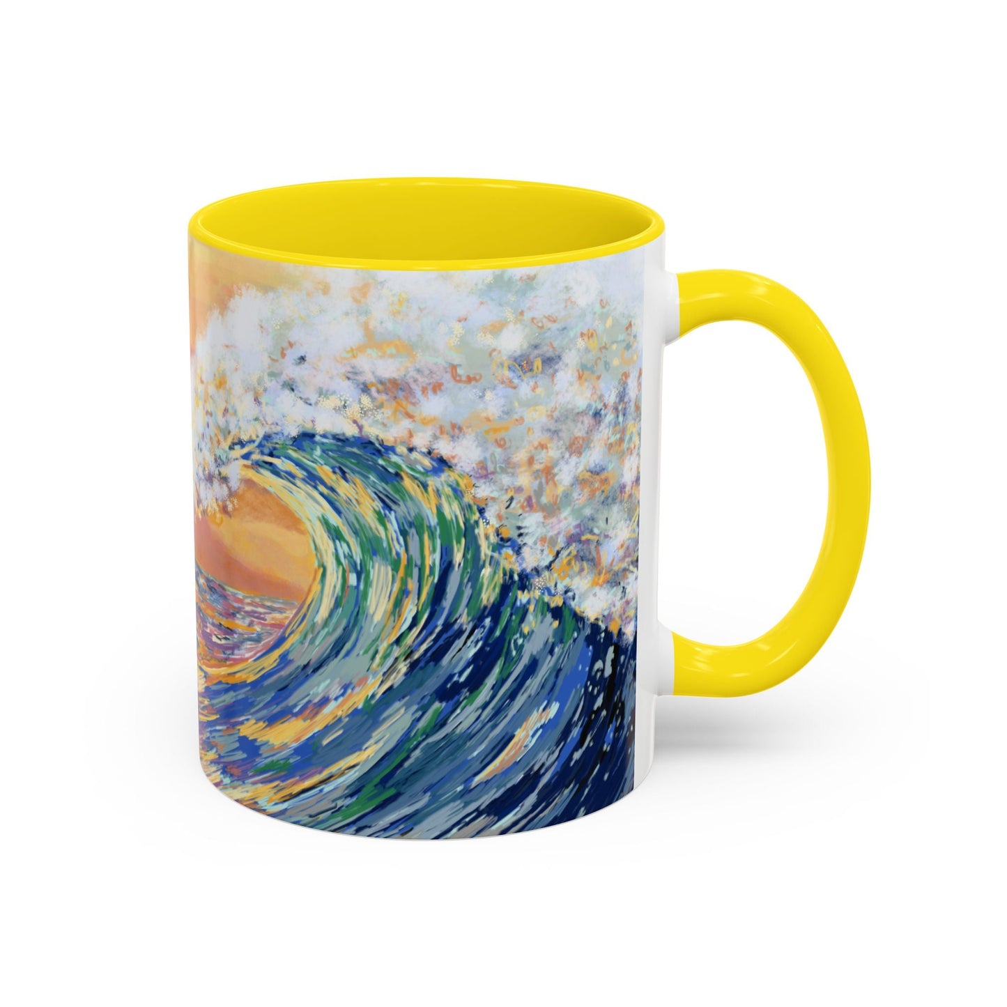 Vibrant Ocean Wave Two - tone Ceramic Mugs 11 oz & 15 oz - Blue Cava