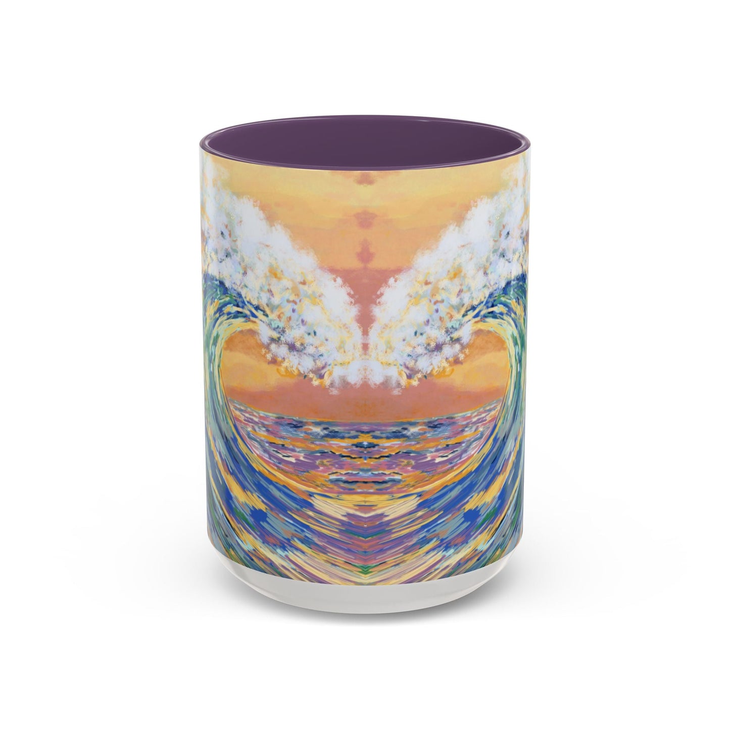 Vibrant Ocean Wave Two - tone Ceramic Mugs 11 oz & 15 oz - Blue Cava