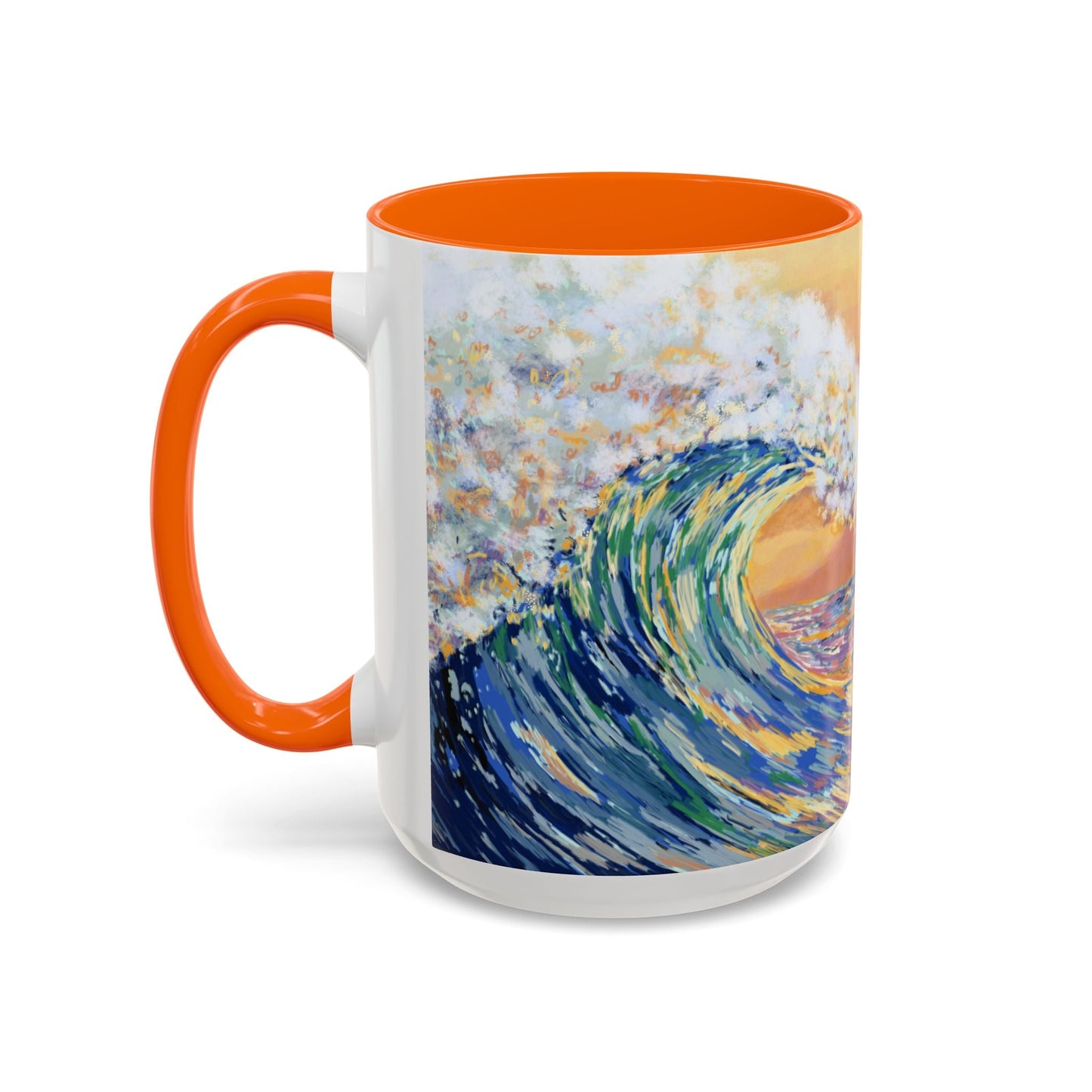 Vibrant Ocean Wave Two - tone Ceramic Mugs 11 oz & 15 oz - Blue Cava