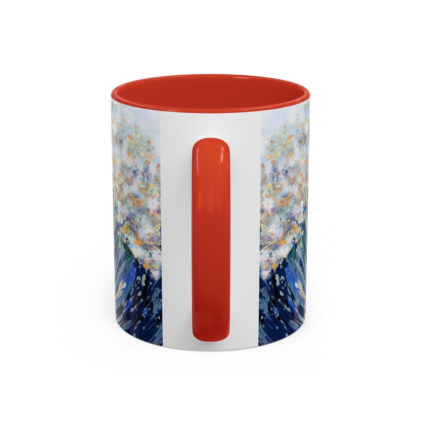 Vibrant Ocean Wave Two - tone Ceramic Mugs 11 oz & 15 oz - Blue Cava