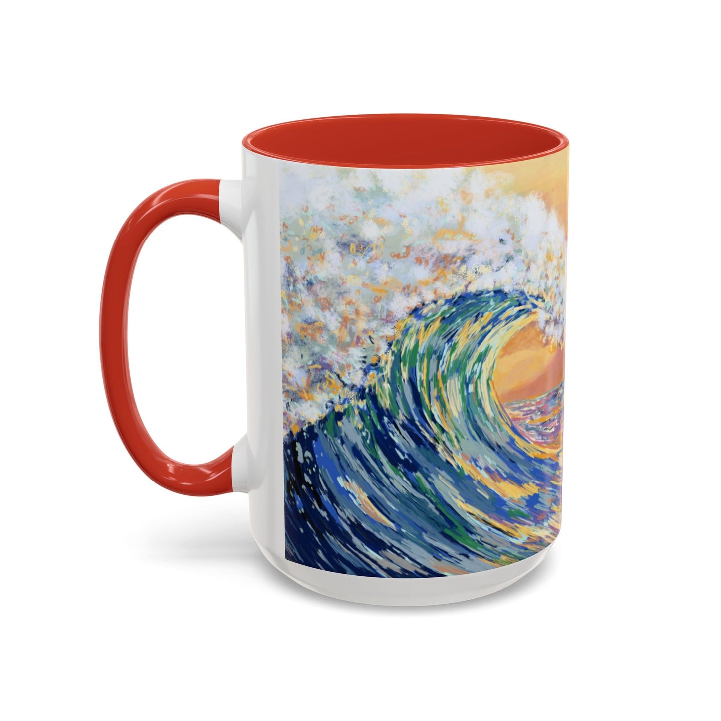 Vibrant Ocean Wave Two - tone Ceramic Mugs 11 oz & 15 oz - Blue Cava