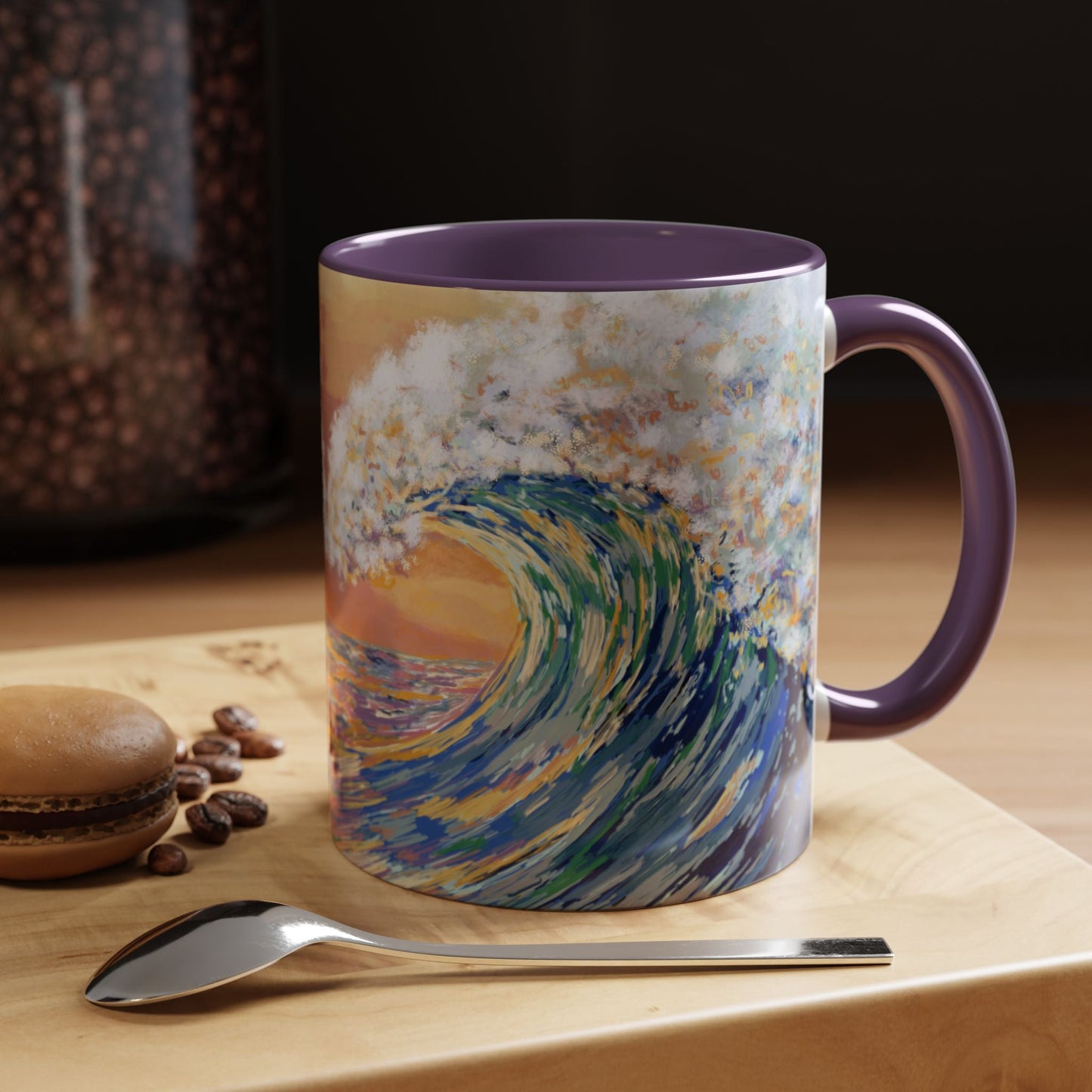 Vibrant Ocean Wave Two - tone Ceramic Mugs 11 oz & 15 oz - Blue Cava