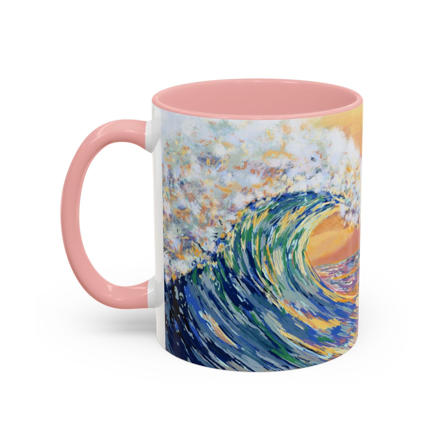 Vibrant Ocean Wave Two - tone Ceramic Mugs 11 oz & 15 oz - Blue Cava