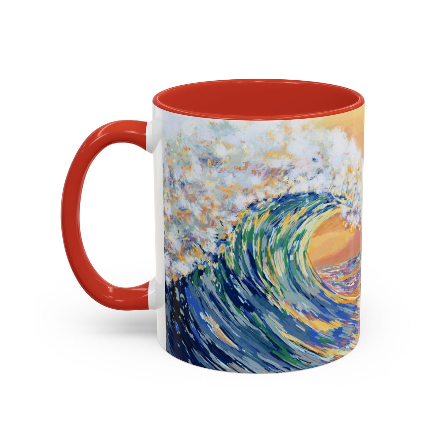Vibrant Ocean Wave Two - tone Ceramic Mugs 11 oz & 15 oz - Blue Cava