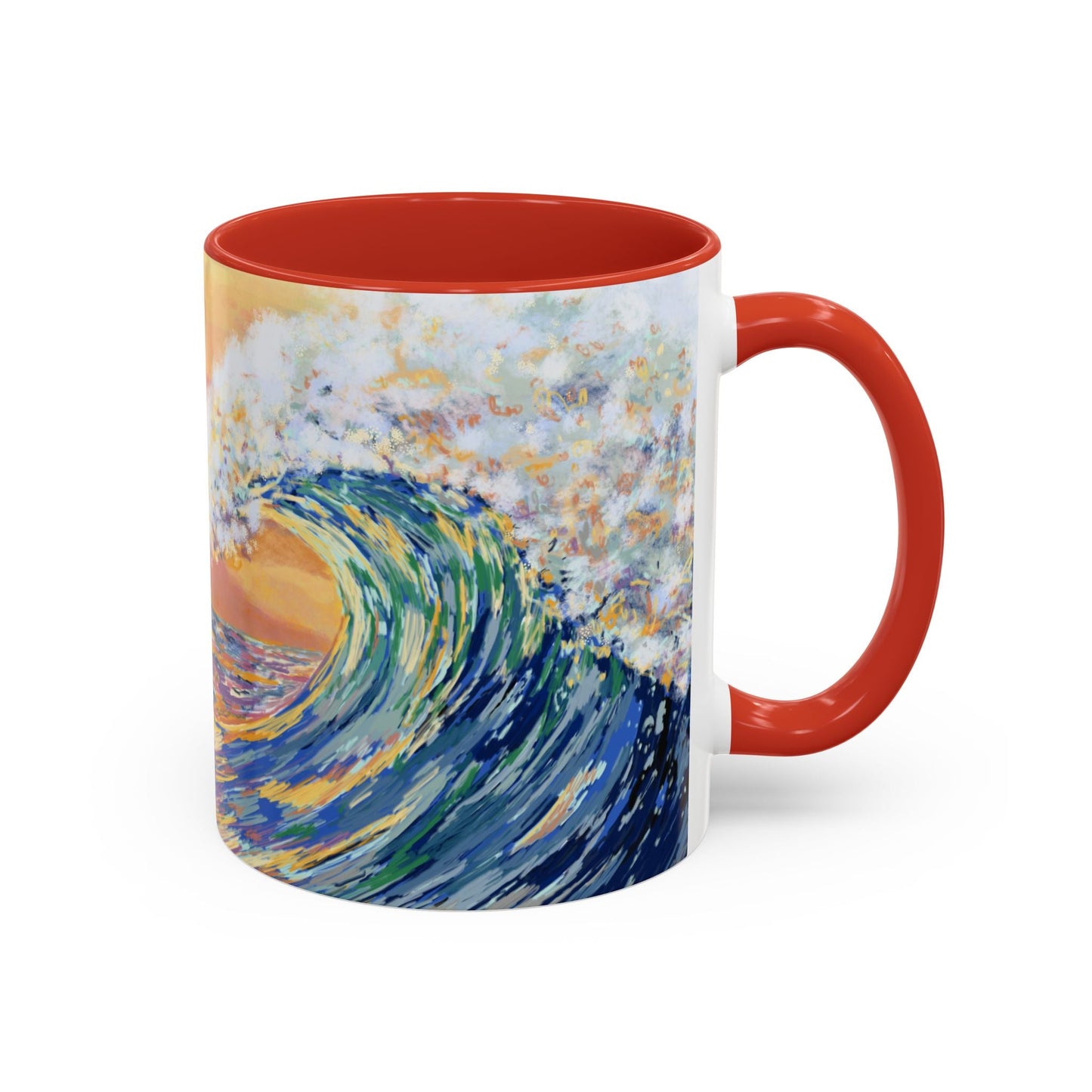 Vibrant Ocean Wave Two - tone Ceramic Mugs 11 oz & 15 oz - Blue Cava