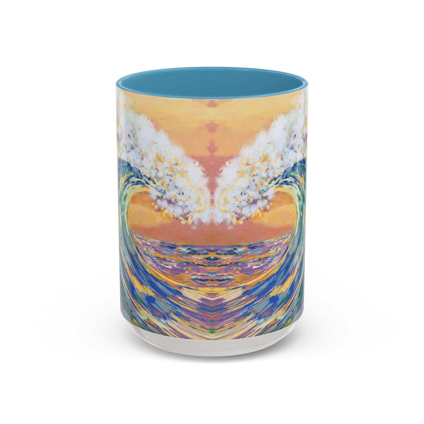 Vibrant Ocean Wave Two - tone Ceramic Mugs 11 oz & 15 oz - Blue Cava