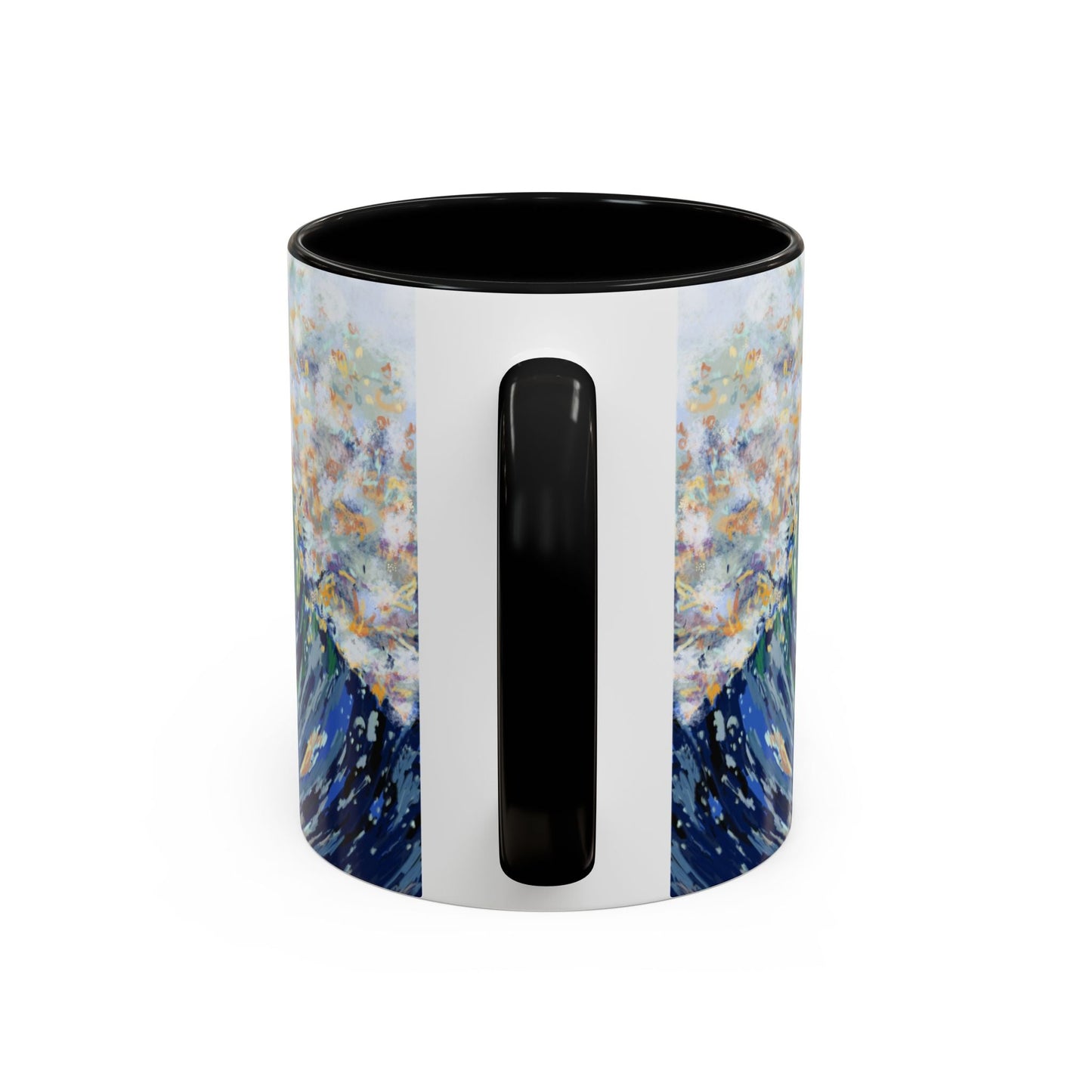 Vibrant Ocean Wave Two - tone Ceramic Mugs 11 oz & 15 oz - Blue Cava