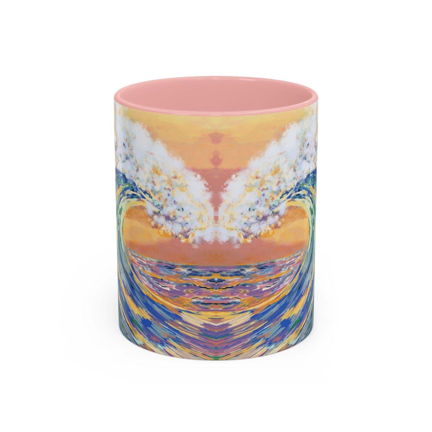 Vibrant Ocean Wave Two - tone Ceramic Mugs 11 oz & 15 oz - Blue Cava