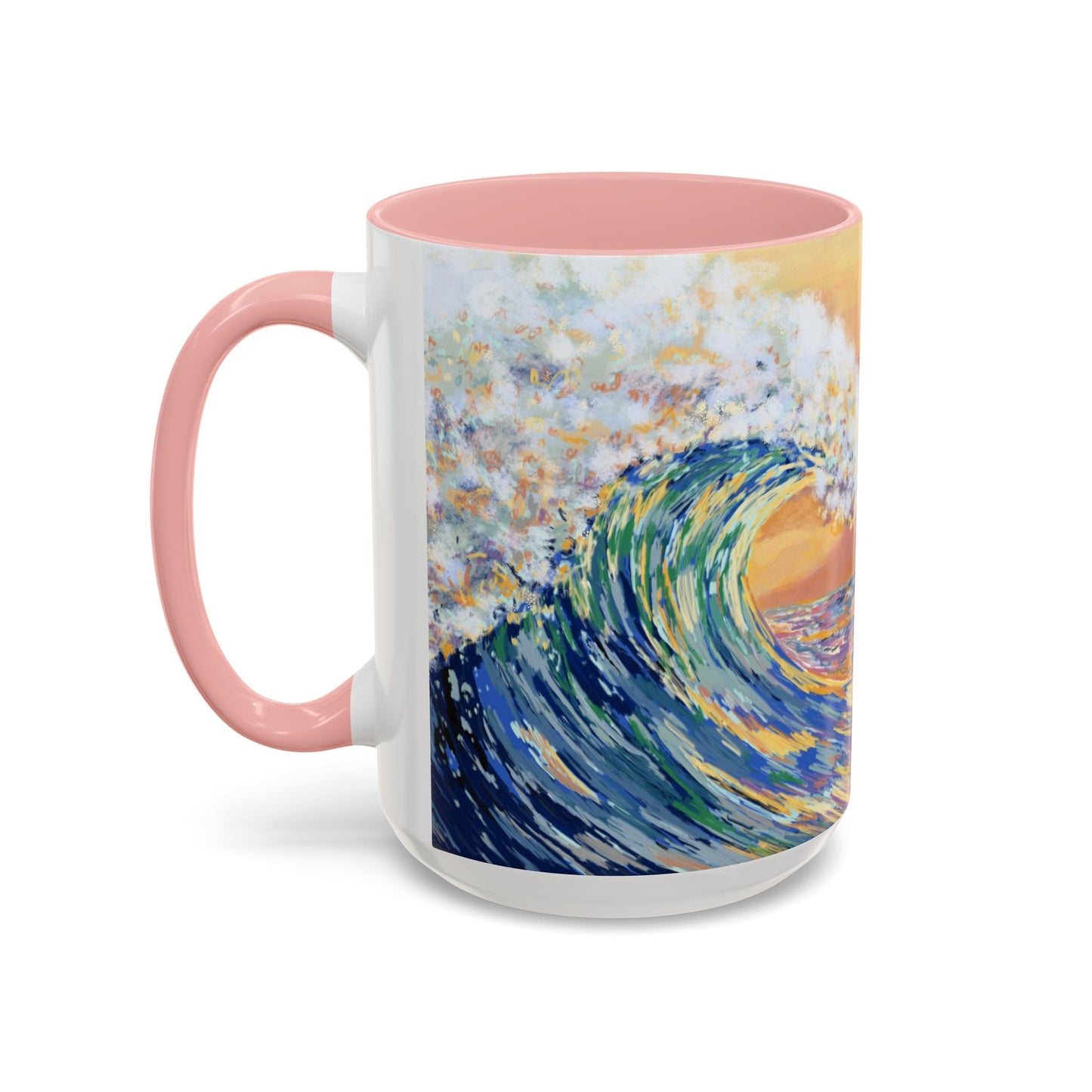 Vibrant Ocean Wave Two - tone Ceramic Mugs 11 oz & 15 oz - Blue Cava