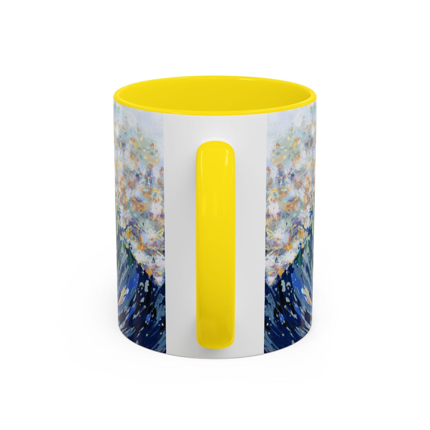Vibrant Ocean Wave Two - tone Ceramic Mugs 11 oz & 15 oz - Blue Cava