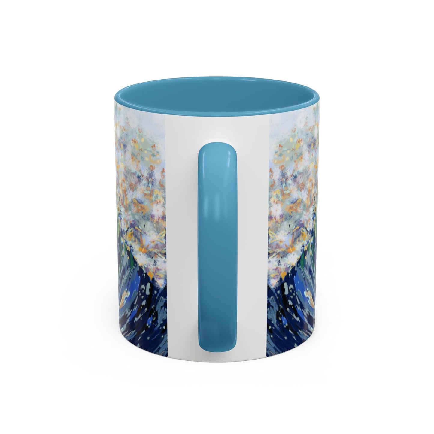 Vibrant Ocean Wave Two - tone Ceramic Mugs 11 oz & 15 oz - Blue Cava