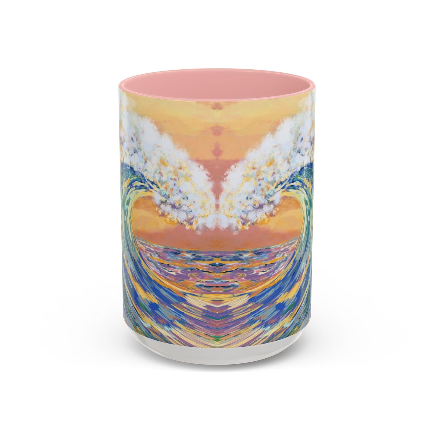 Vibrant Ocean Wave Two - tone Ceramic Mugs 11 oz & 15 oz - Blue Cava